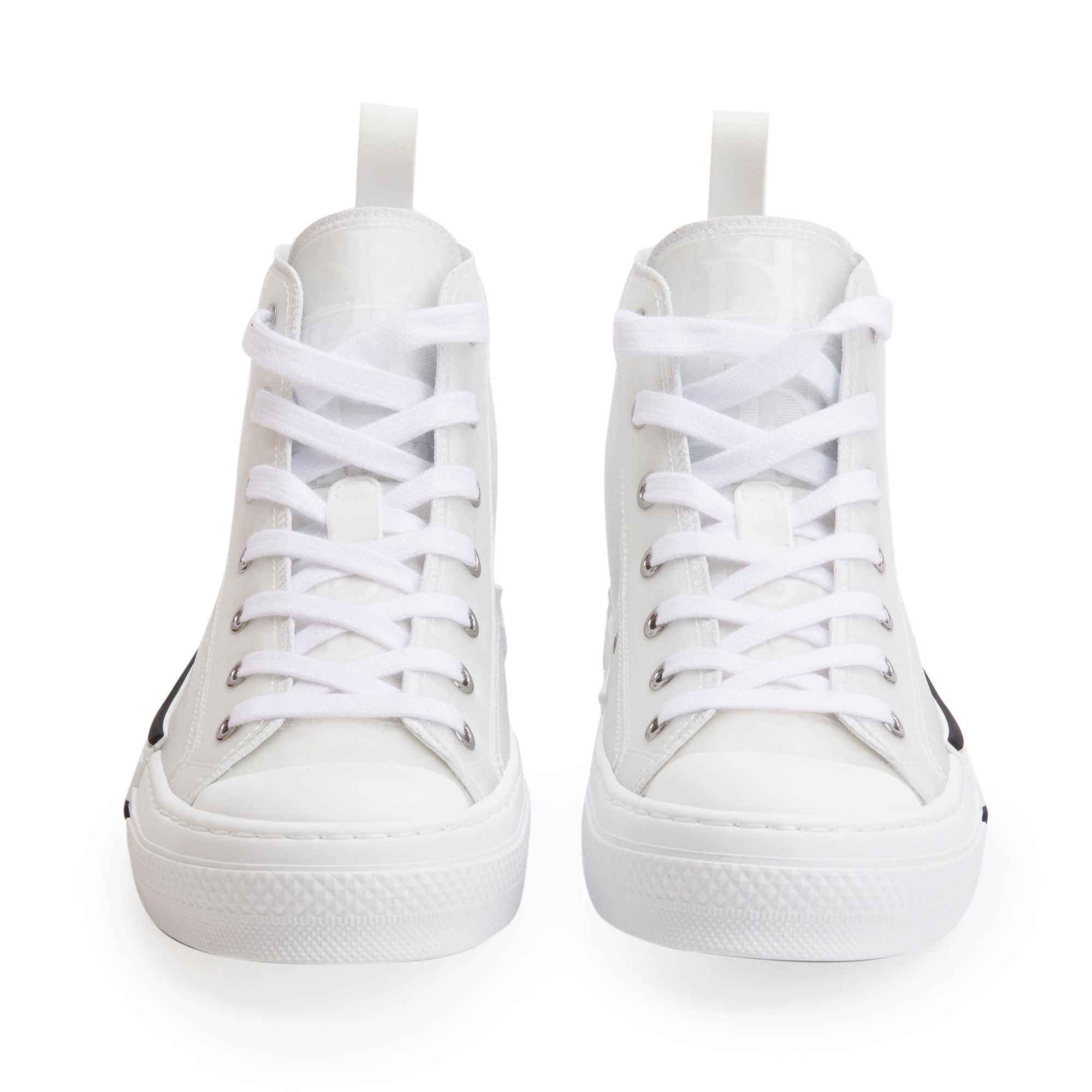 Christian Dior White Oblique Transparent Canvas B23 High-Top Sneakers, Size 37 w/ Box