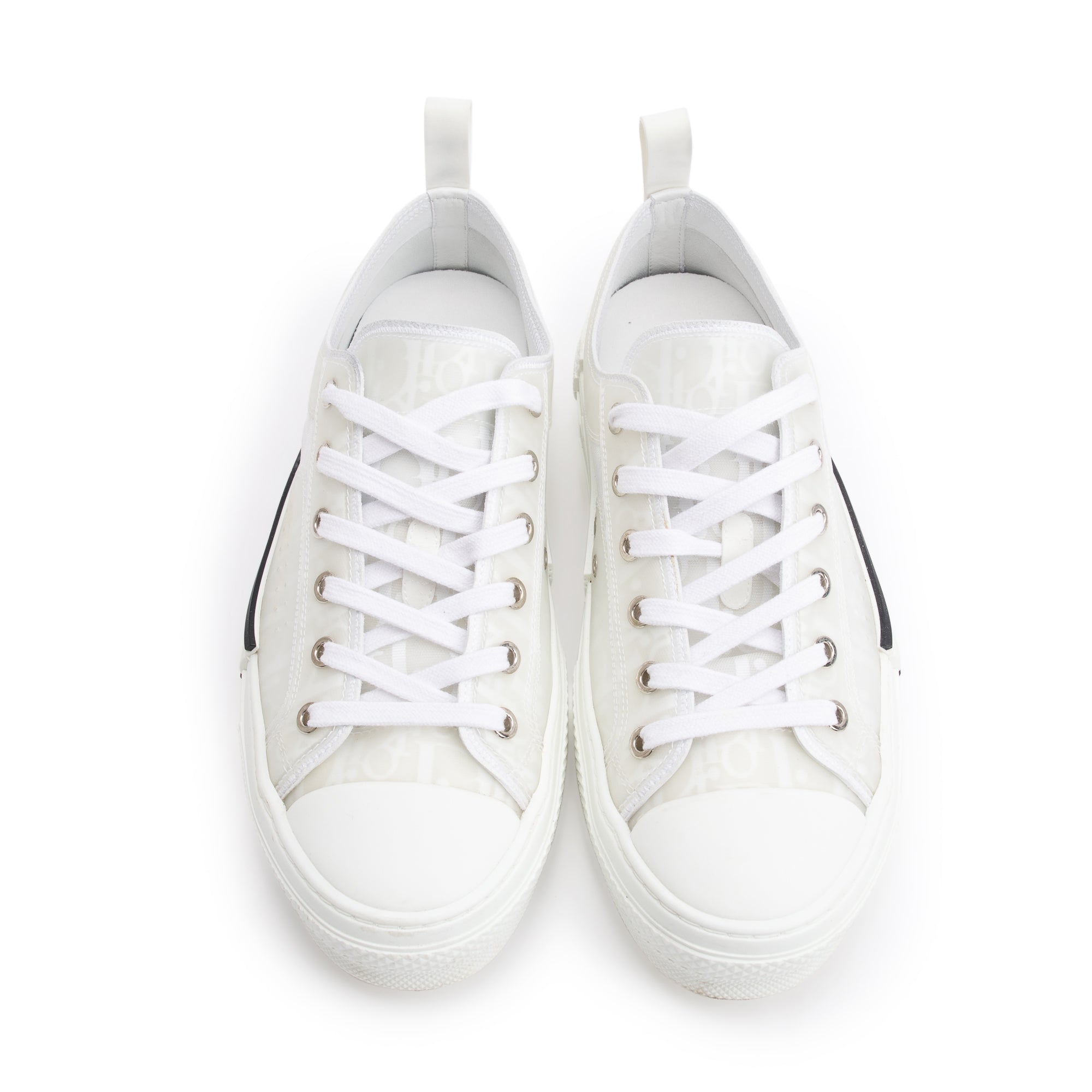 Christian Dior White Oblique Transparent Canvas B23 Low Sneakers, Size 40 w/ Box