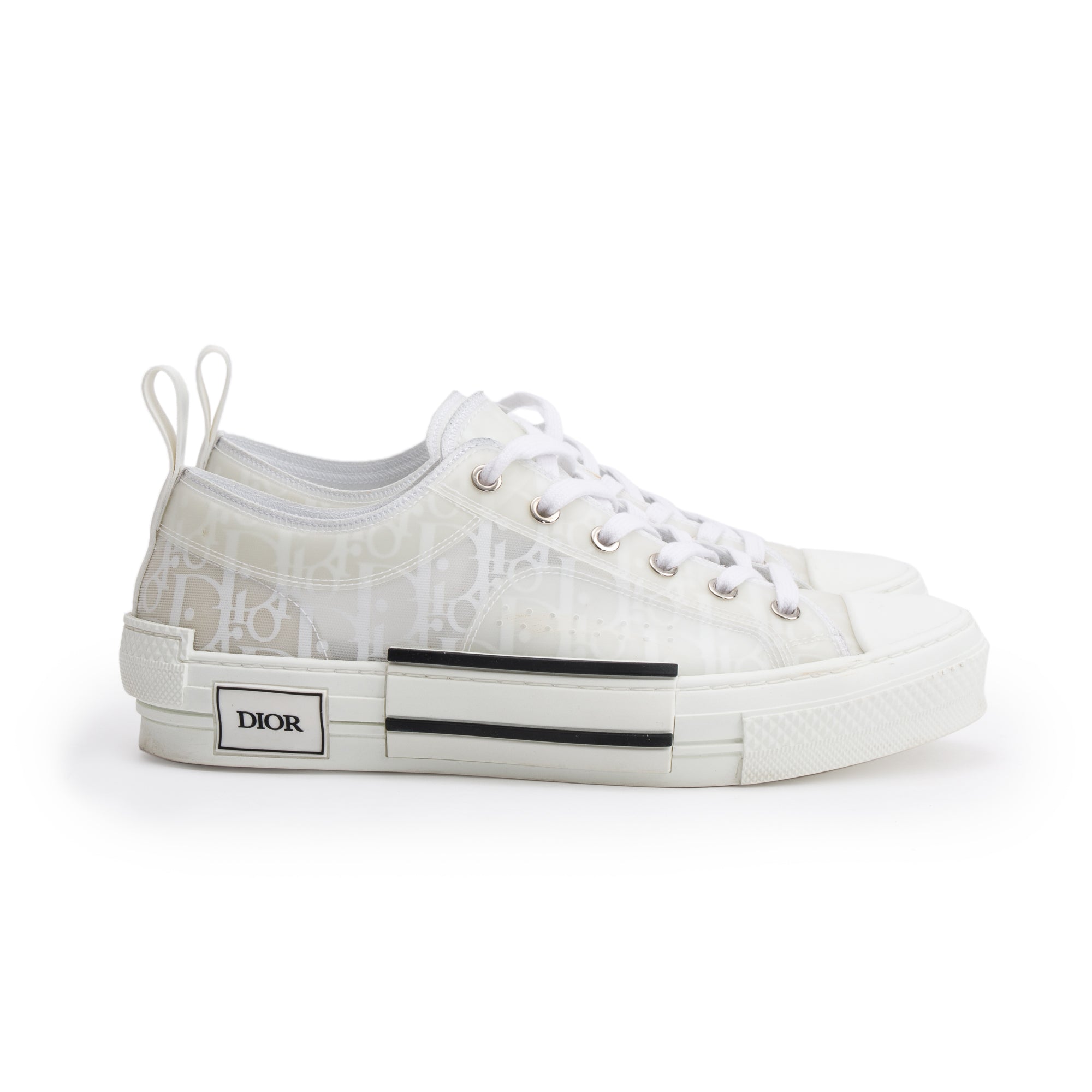Christian Dior White Oblique Transparent Canvas B23 Low Sneakers, Size 40 w/ Box
