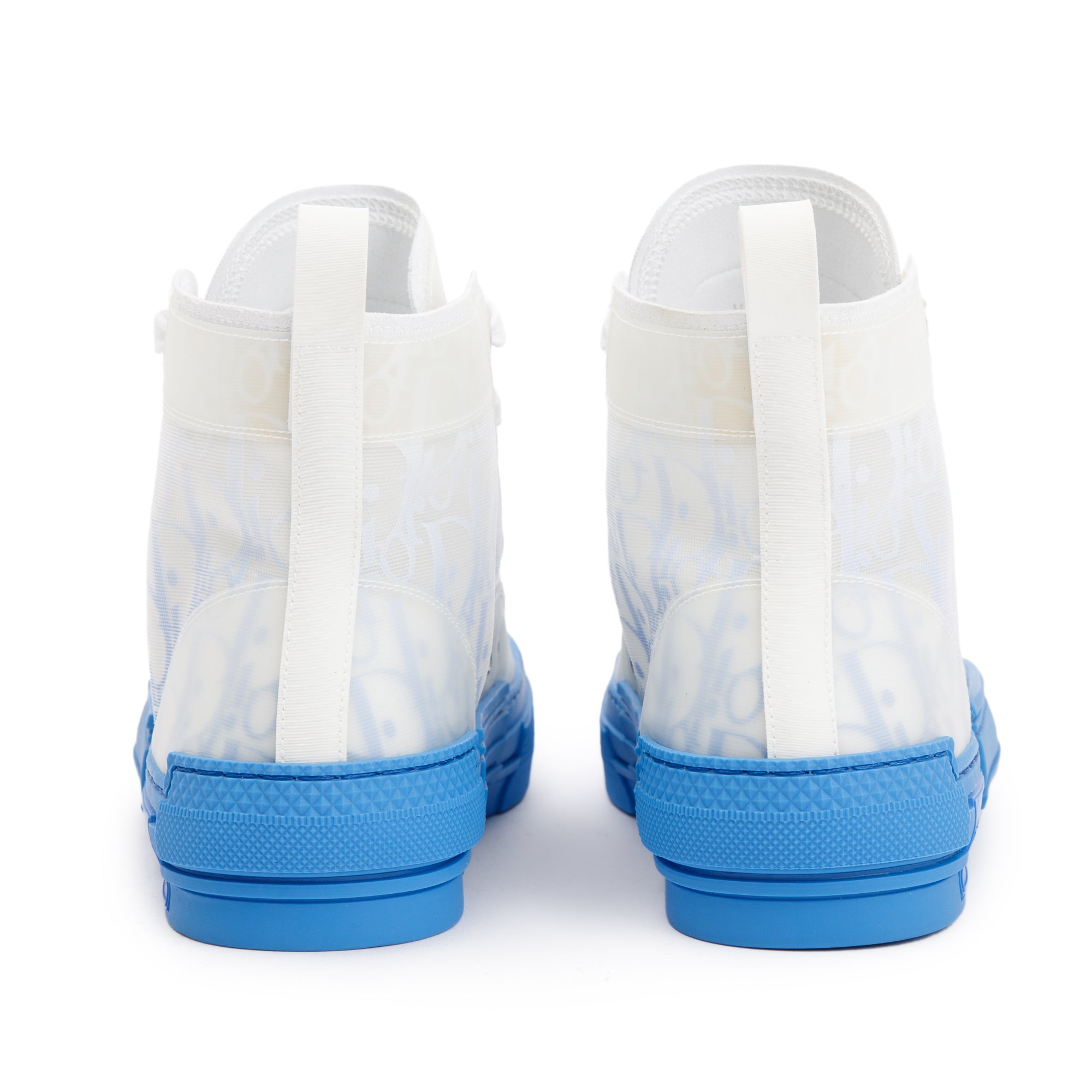 Christian Dior White/Blue Oblique Canvas B23 High-Top Sneakers, Size 38 w/ Box