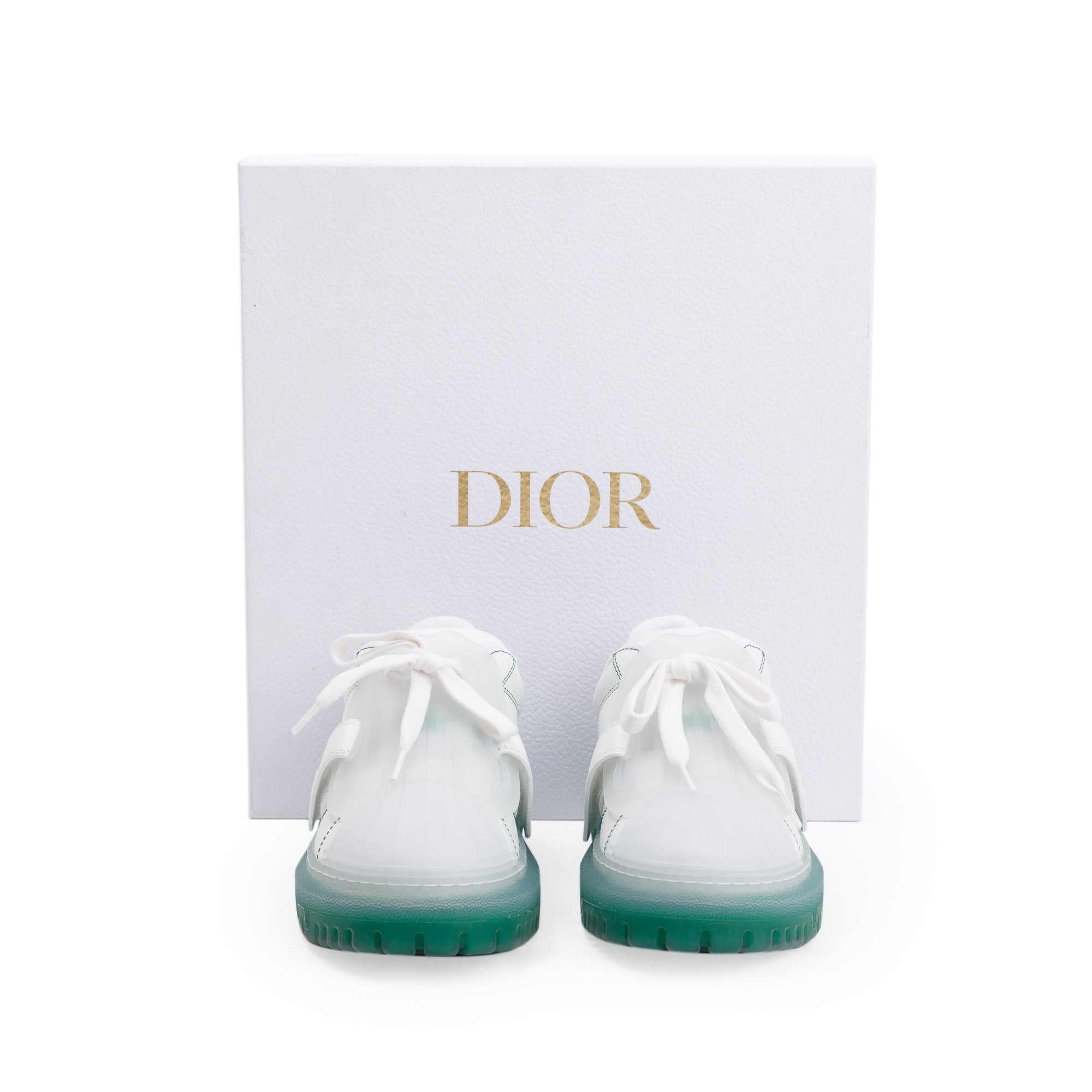 Christian Dior White/Green Dior-ID Sneakers, Size 37 w/ Box