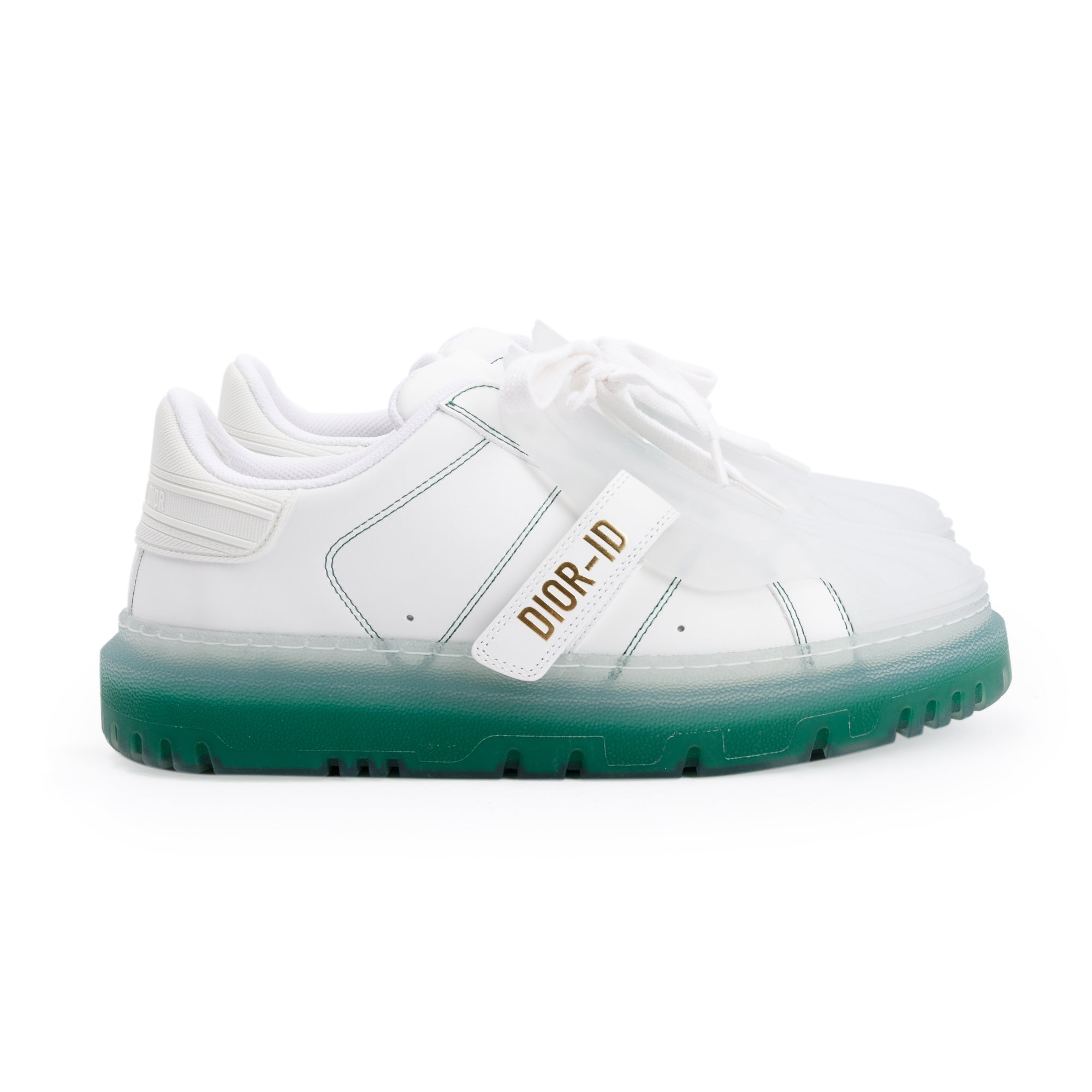 Christian Dior White/Green Dior-ID Sneakers, Size 37 w/ Box