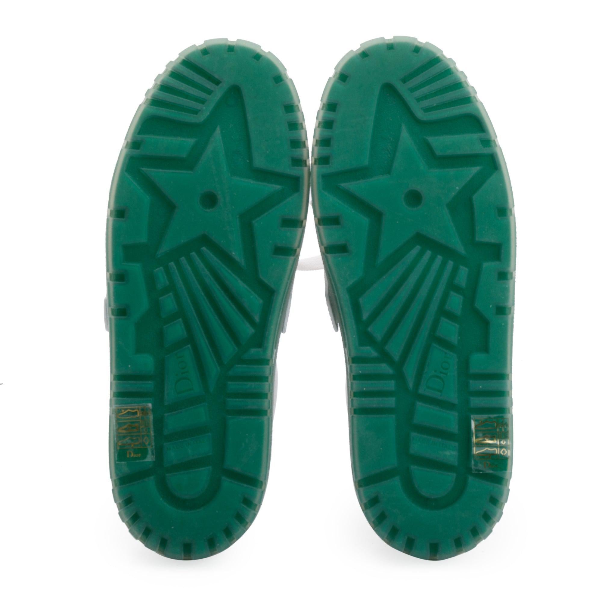 Christian Dior White/Green Dior-ID Sneakers, Size 37 w/ Box