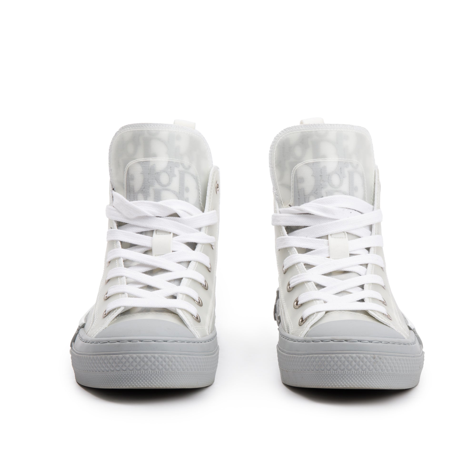 Christian Dior White/Grey Oblique Transparent Canvas B23 High-Top Sneakers, Size 36 w/ Box