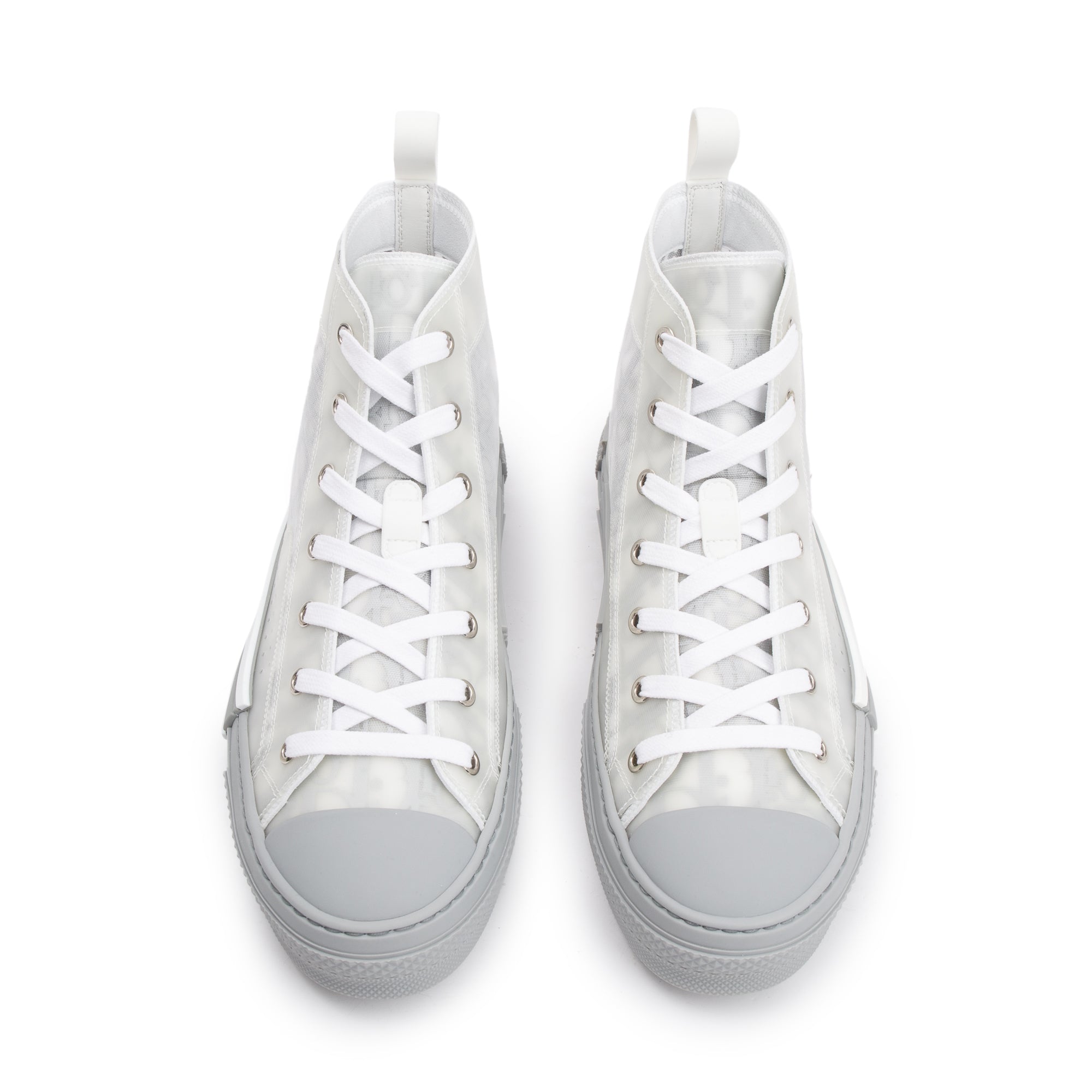 Christian Dior White/Grey Oblique Transparent Canvas B23 High-Top Sneakers, Size 41 w/ Box