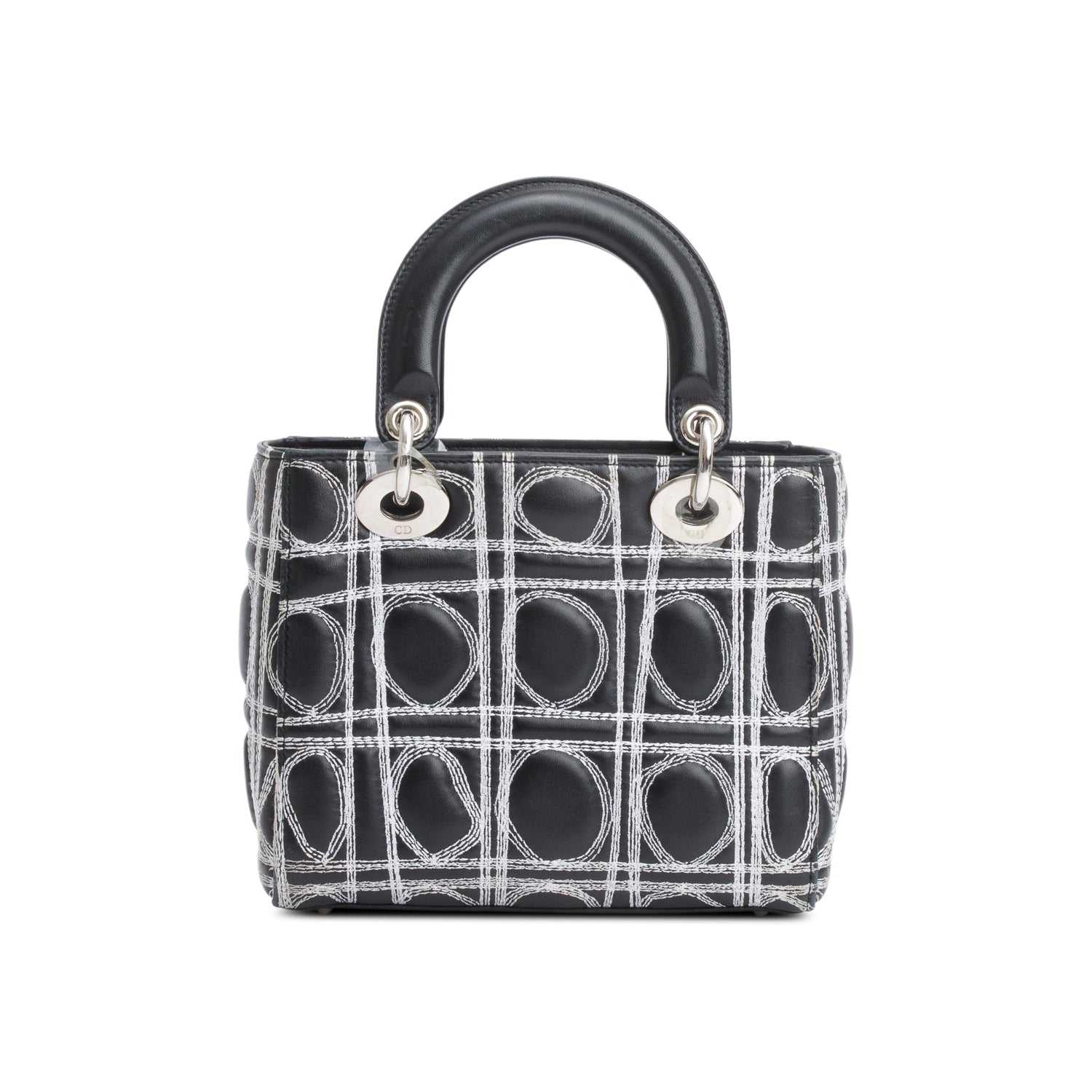 Christian Dior X Daniel Gordon Black Cannage Lambskin Leather Small Lady Dior Art Bag w/ Strap