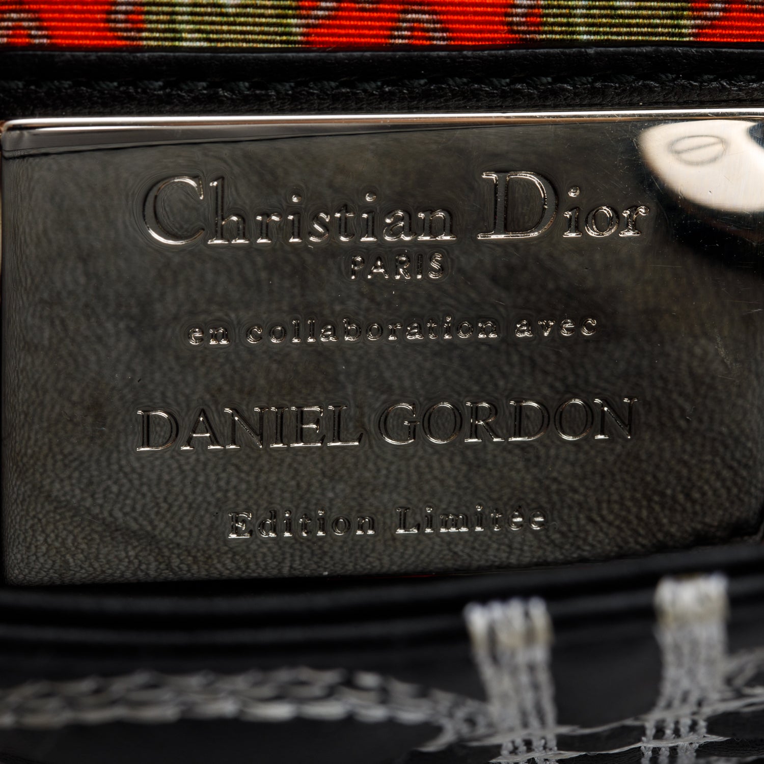 Christian Dior X Daniel Gordon Black Cannage Lambskin Leather Small Lady Dior Art Bag w/ Strap