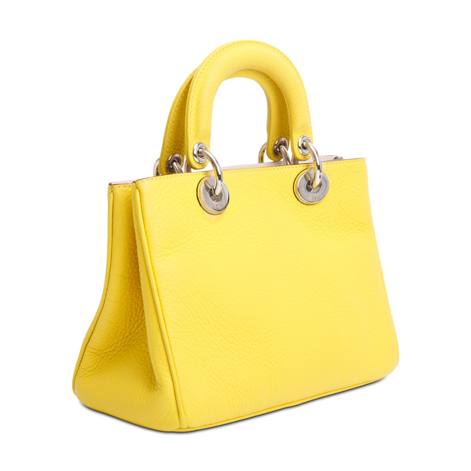 Christian Dior Yellow Calfskin Leather Mini Diorissimo Tote w/ Strap