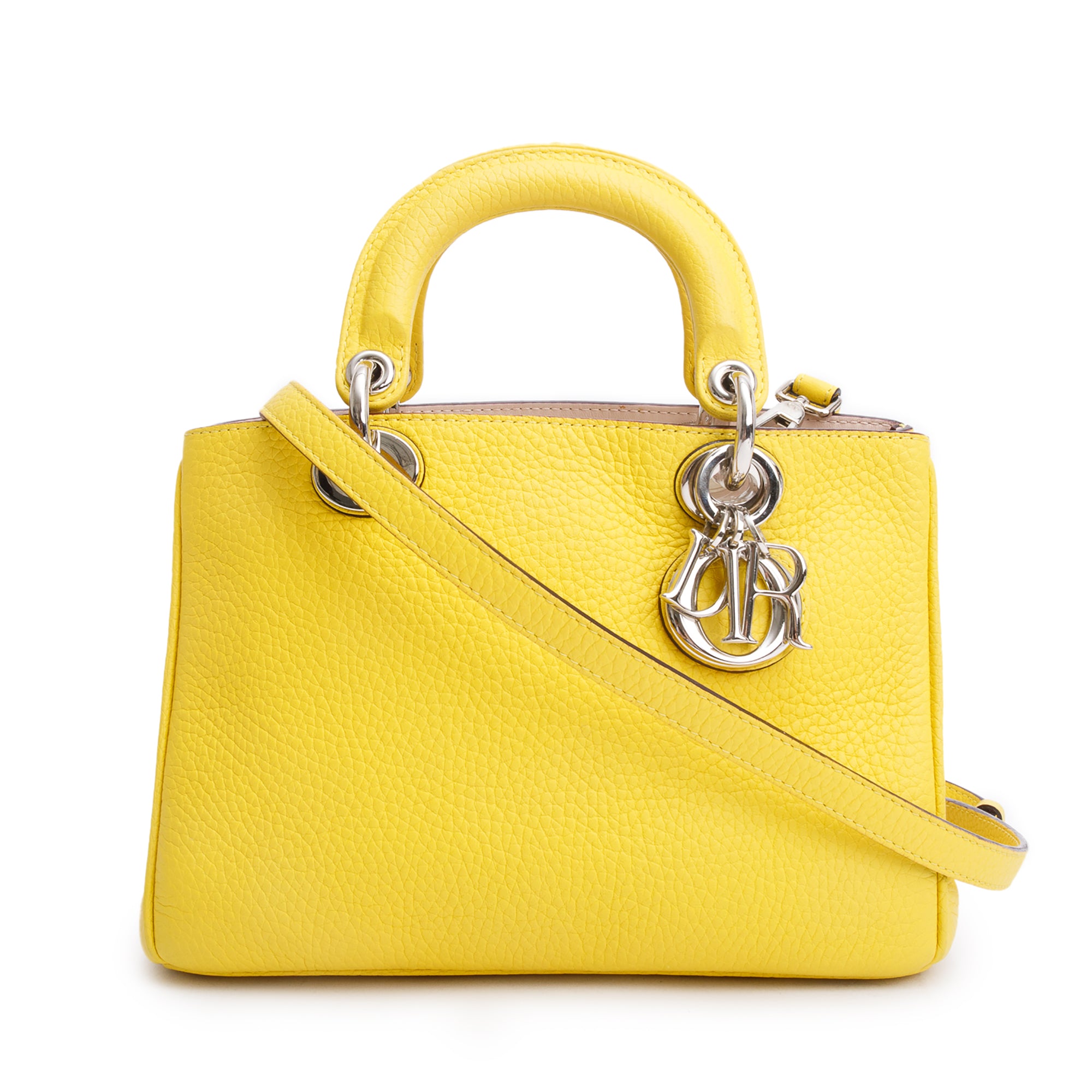 Christian Dior Yellow Calfskin Leather Mini Diorissimo Tote w/ Strap
