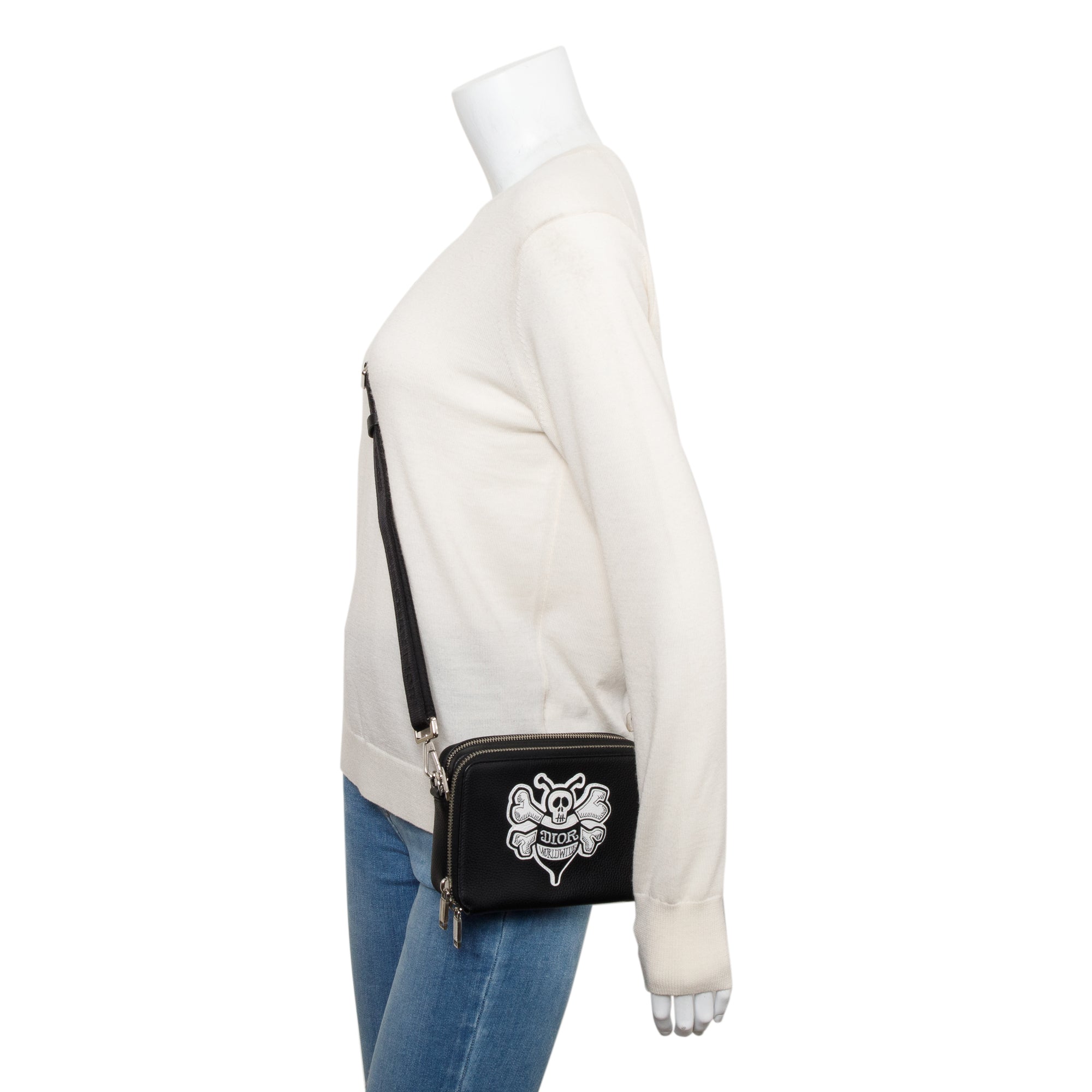 Christian Dior x Shawn Stussy Black Calfskin Leather Double Zip