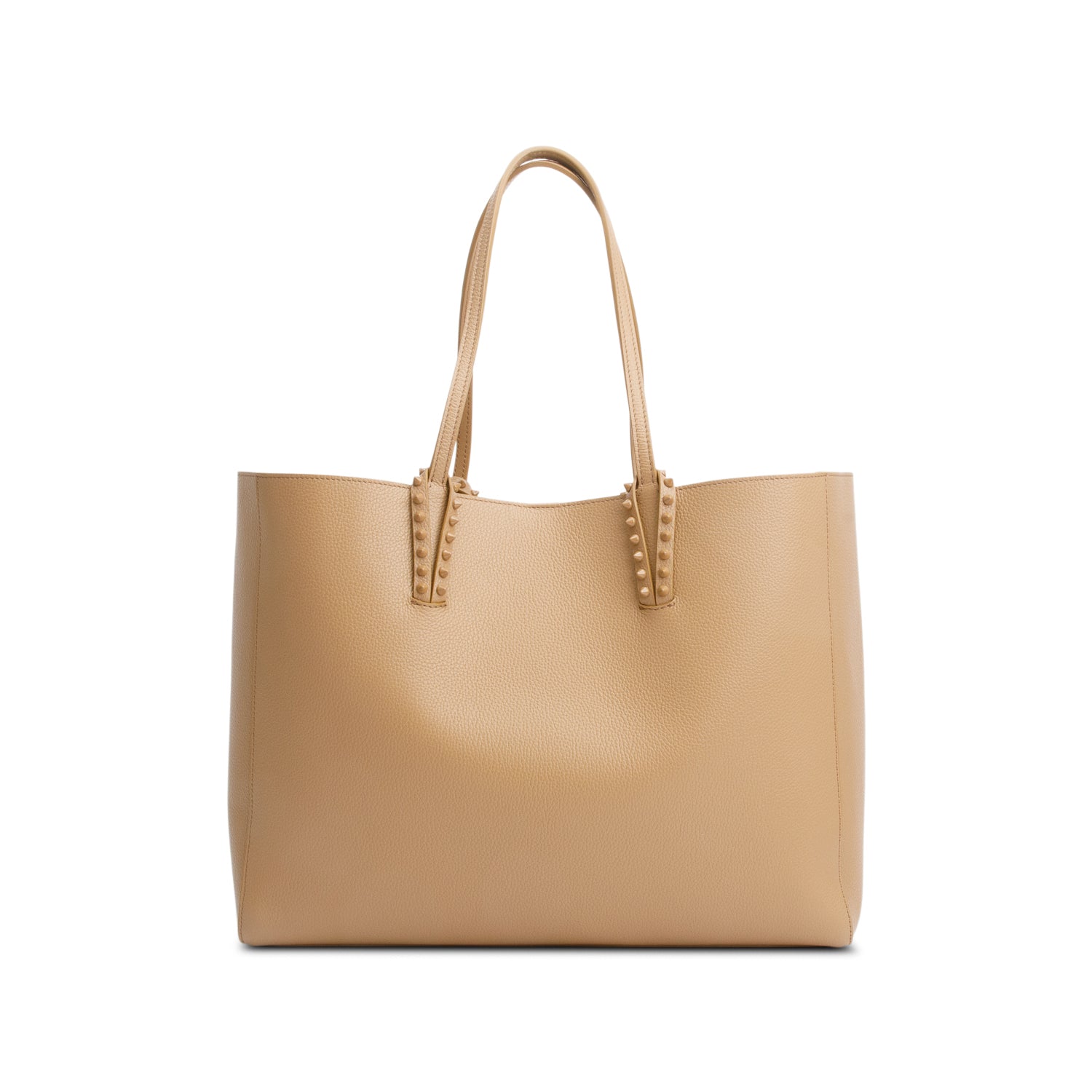 Christian Louboutin Beige Calfskin Leather Spike Cabata Tote Bag w/ Pouch