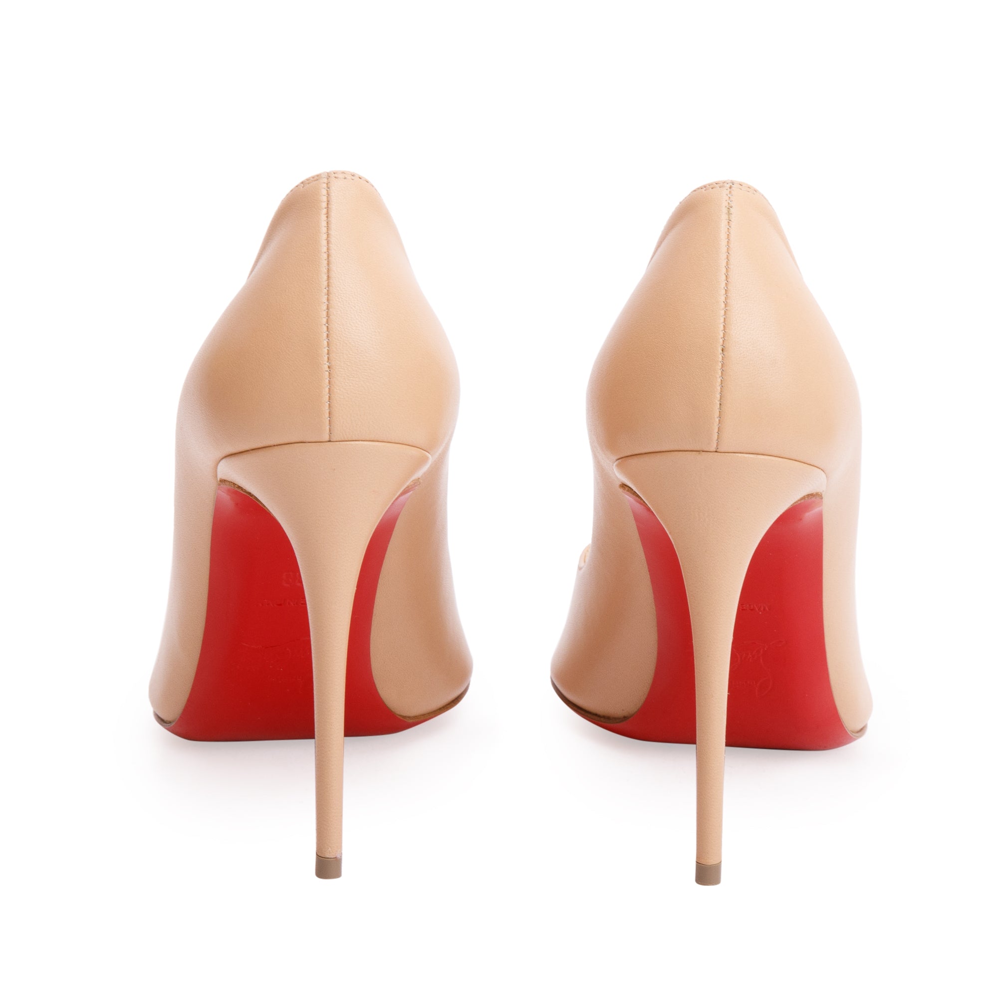 Christian Louboutin Beige Nappa Leather Breche 100 Pump, Size 38 w/ Box