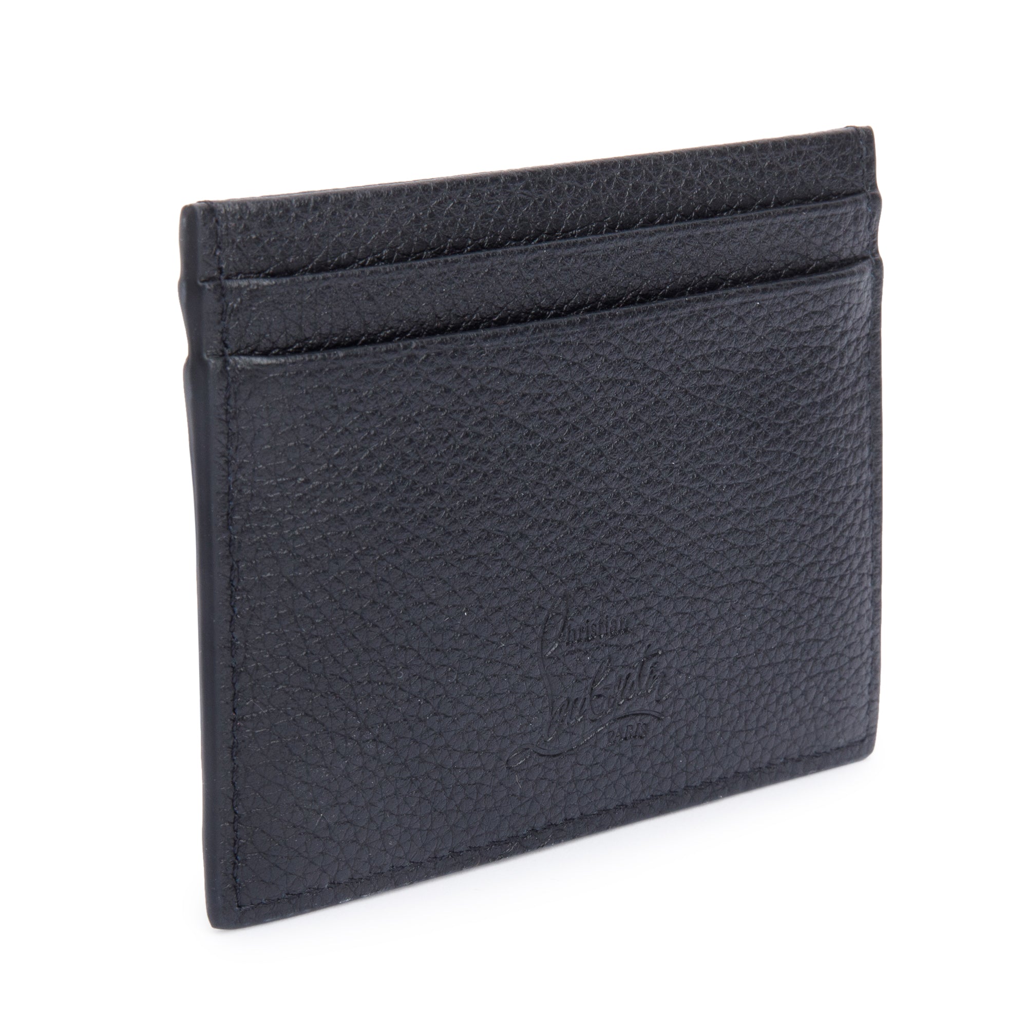 Christian Louboutin Black Calfskin Leather Kios Spiked Card Holder w/ Box