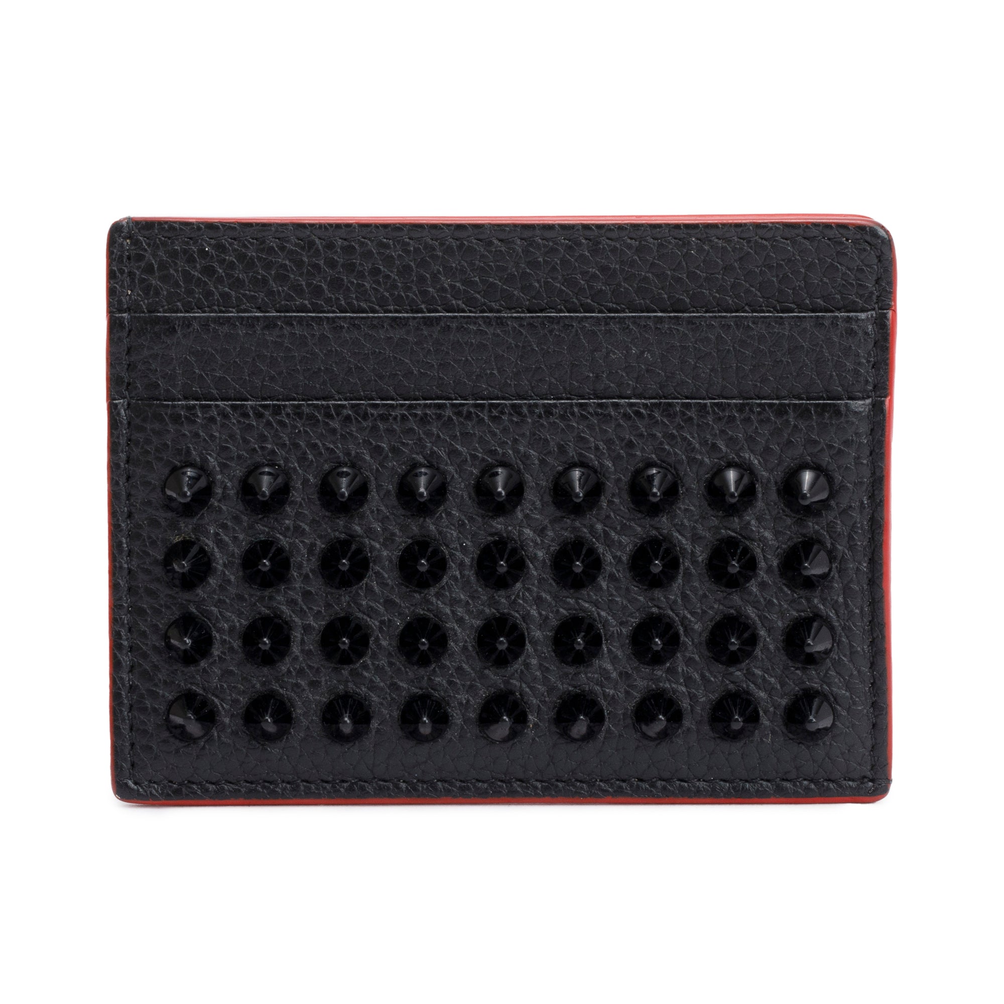 Christian Louboutin Black Calfskin Leather Kios Spiked Card Holder