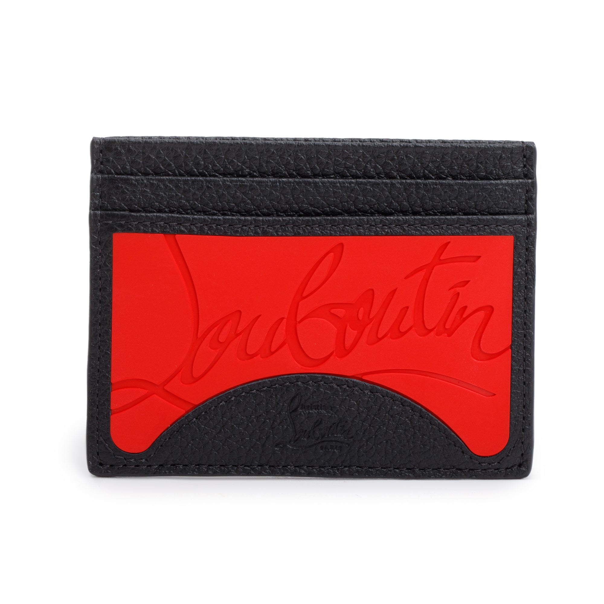 Christian Louboutin Black Calfskin Leather Loubi Kios Card Holder w/ Box