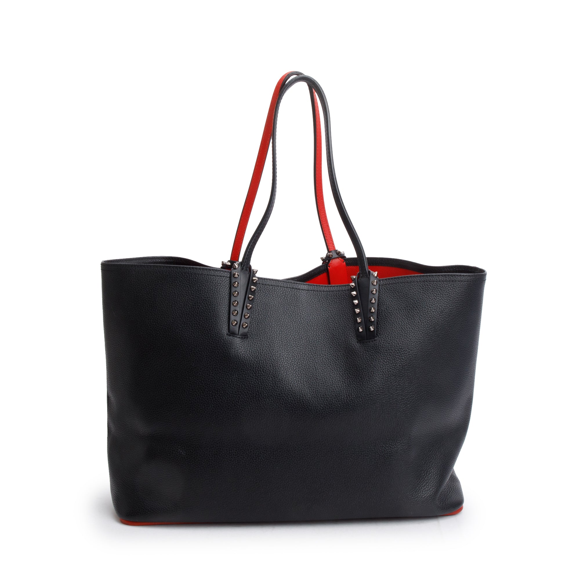 Christian Louboutin Black Calfskin Leather Spike Cabata Tote Bag w/ Pouch
