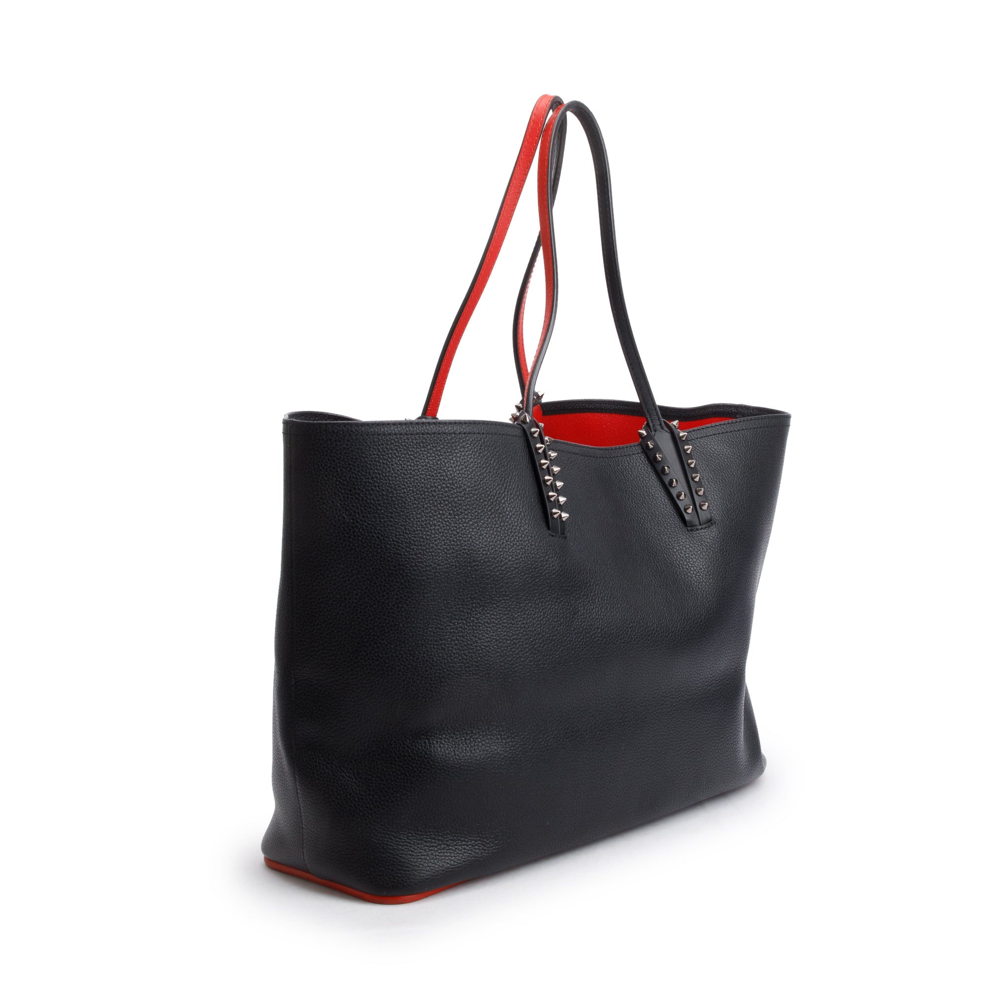 Christian Louboutin Black Calfskin Leather Spike Cabata Tote Bag w/ Pouch
