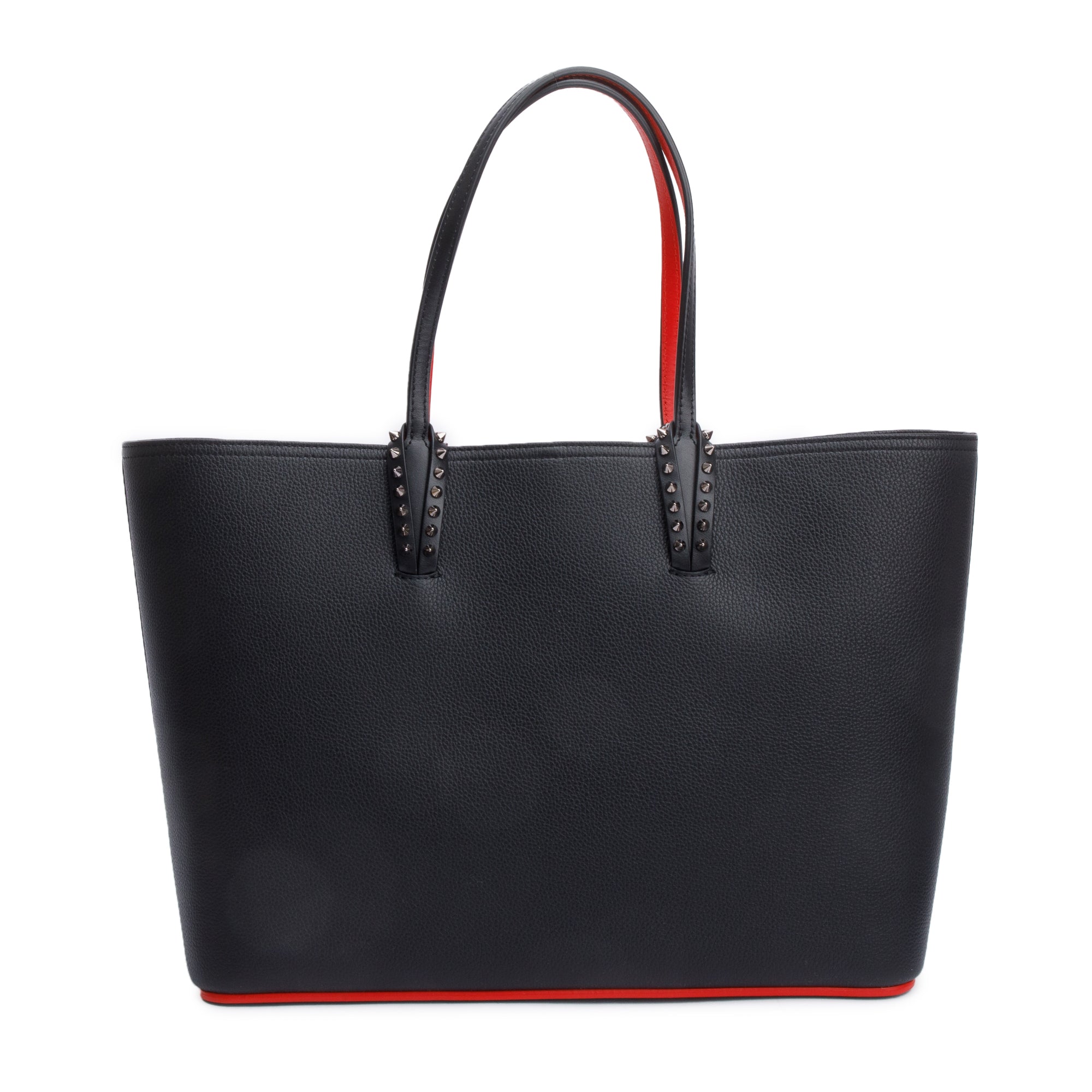 Christian Louboutin Black Calfskin Leather Spike Cabata Tote Bag w/ Pouch
