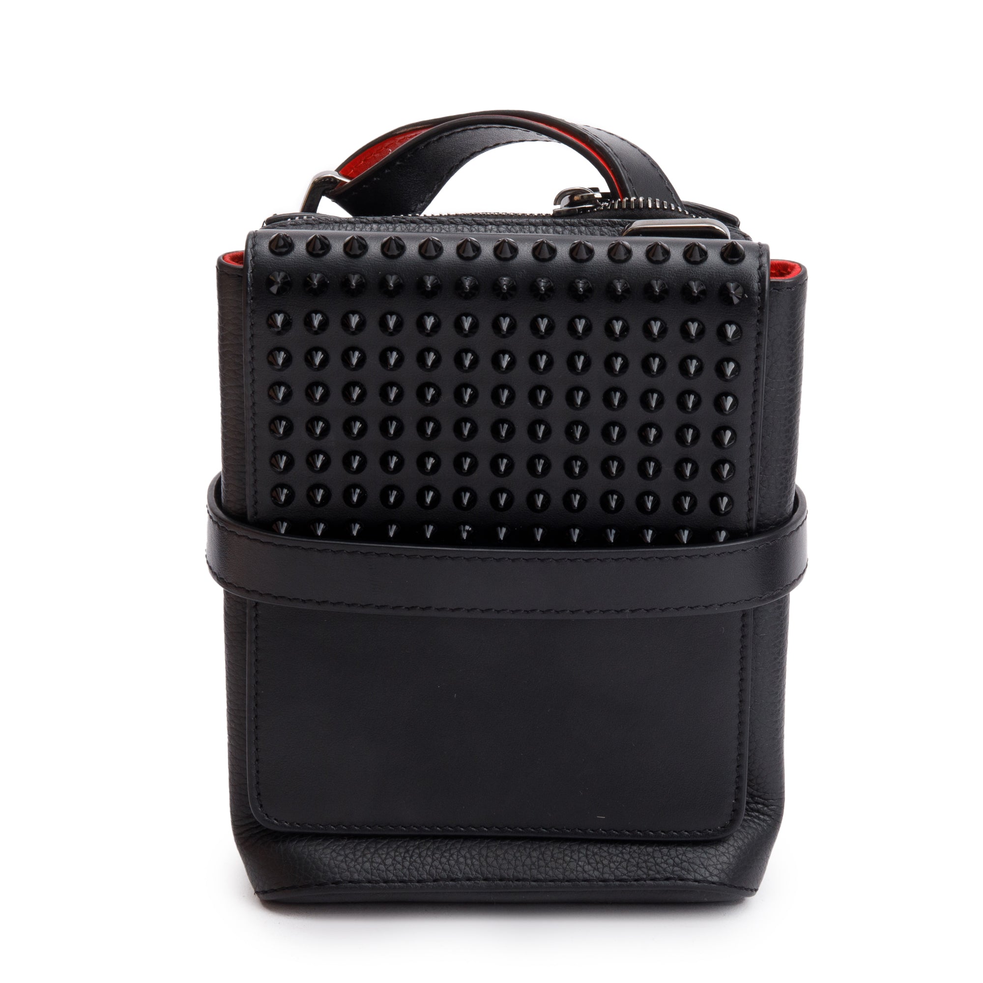 Christian Louboutin Black Calfskin Leather Spikes Benech Reporter Messenger Bag