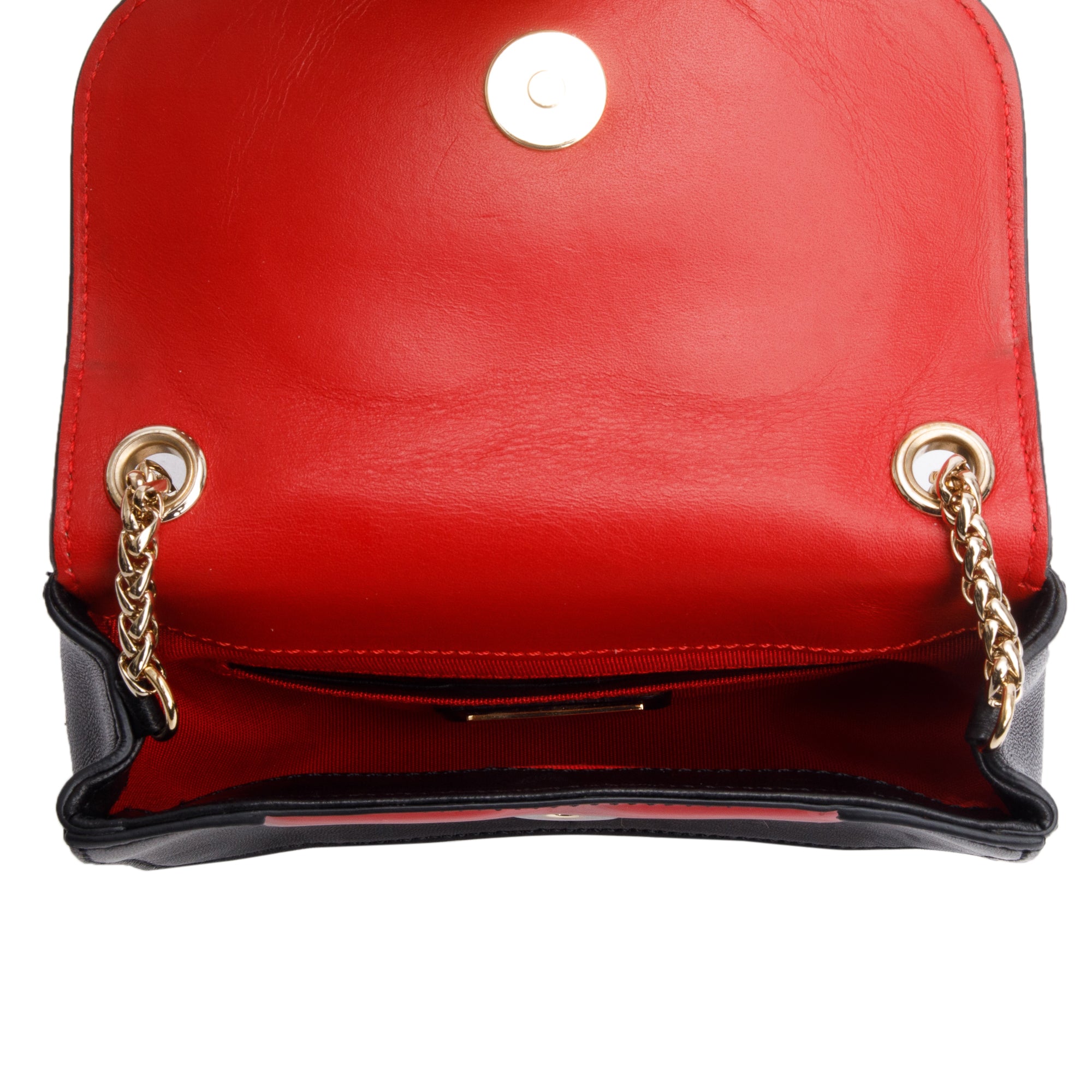 Christian Louboutin Black Calfskin Red Patent Leather Sweet Charity Heart Mini Crossbody Bag