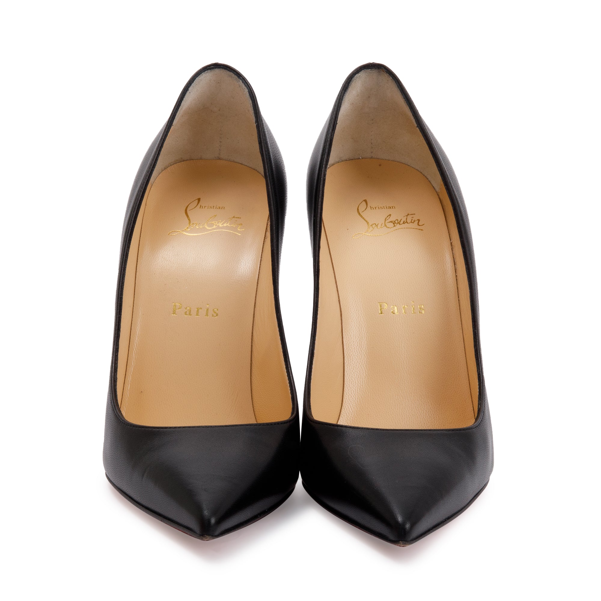 Christian Louboutin Black Leather Kate 100 Pumps, Size 38.5 w/ Box