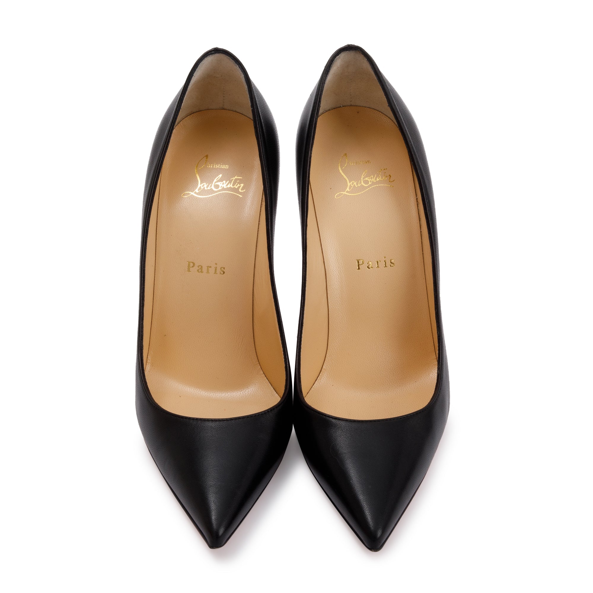 Christian Louboutin Black Leather Kate 100 Pumps, Size 38.5 w/ Box