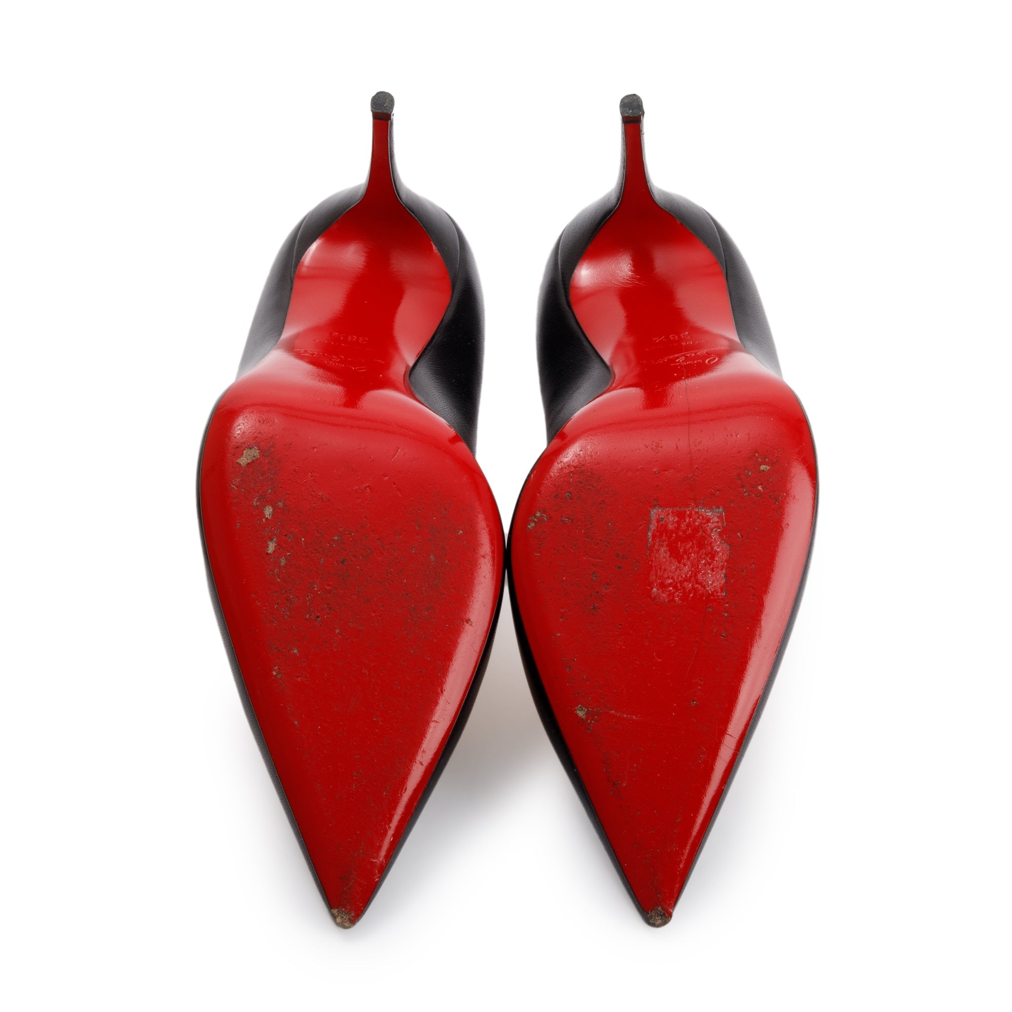 Christian Louboutin Black Leather Kate 100 Pumps, Size 38.5 w/ Box