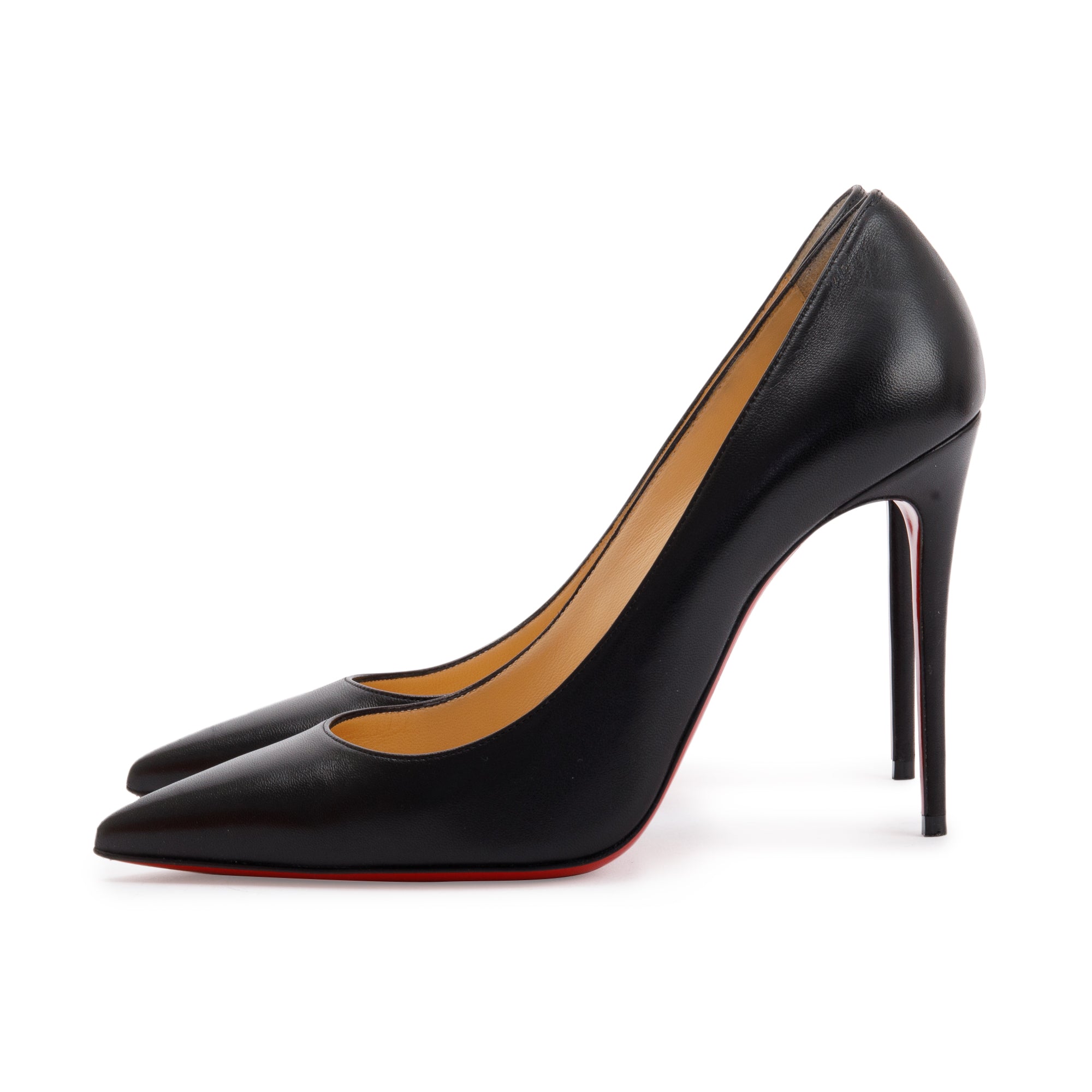 Christian Louboutin Black Leather Kate 100 Pumps, Size 38.5 w/ Box