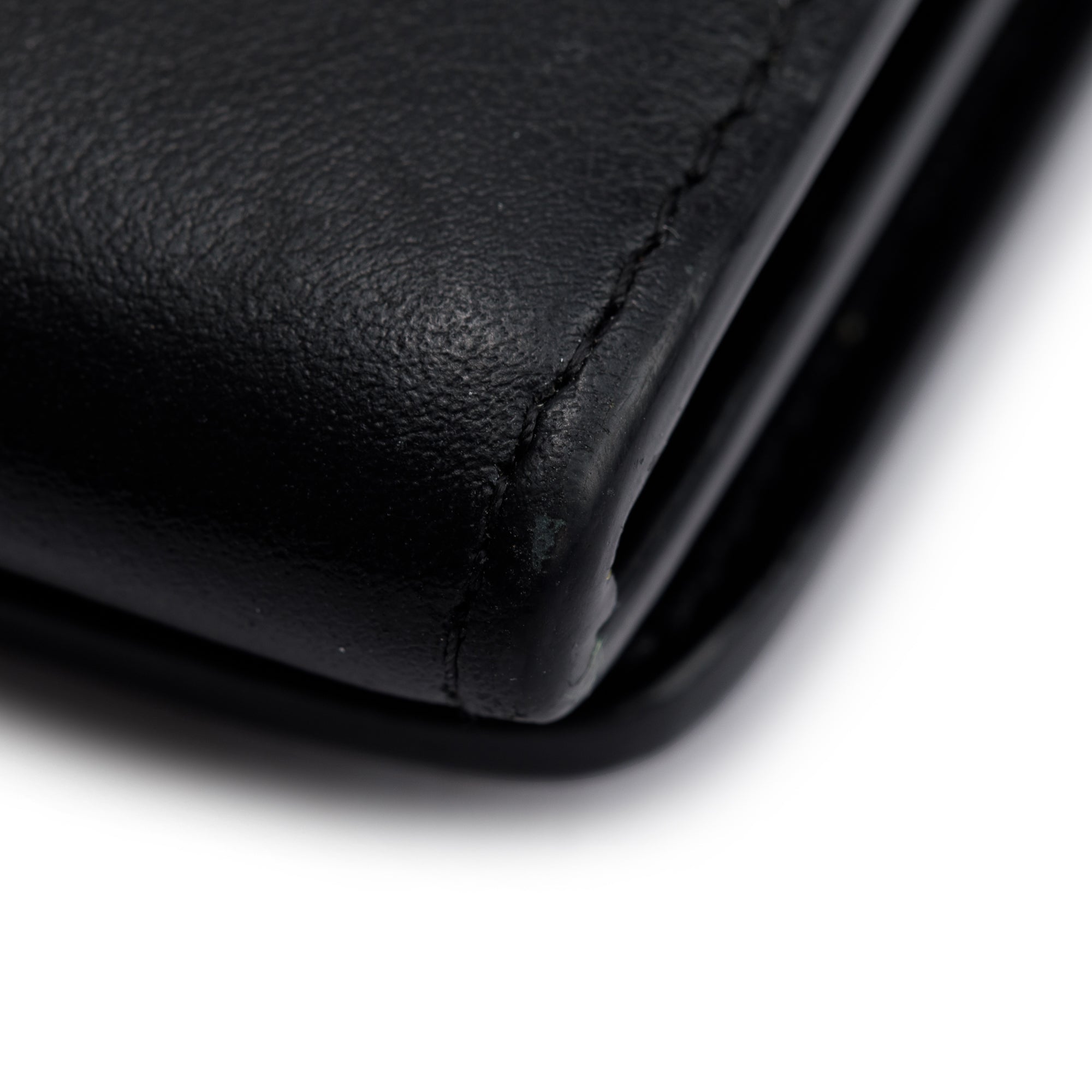 Christian Louboutin Black Leather Macaron Spike Flap Wallet