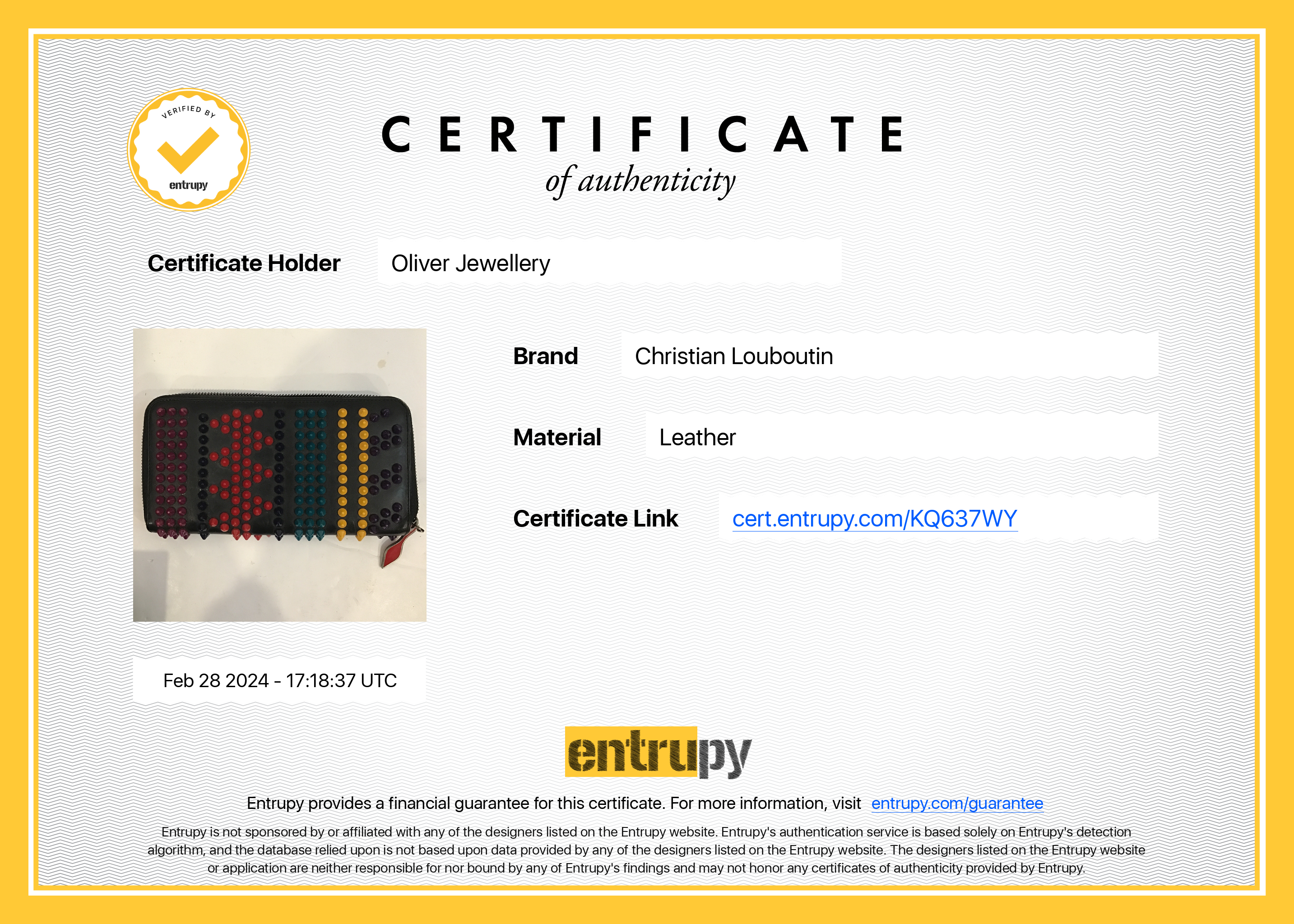 Christian Louboutin Black Leather Multicolor Spike Panettone Wallet