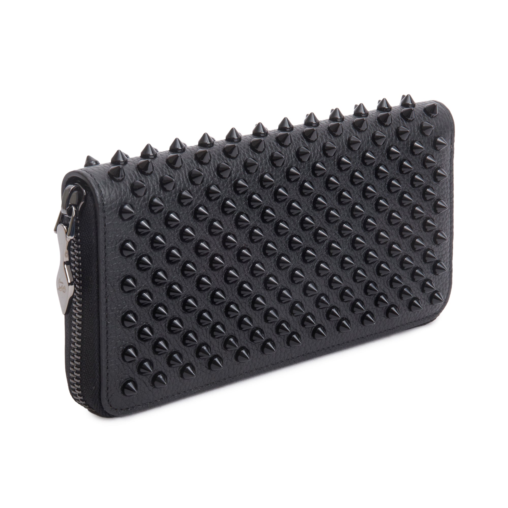 Christian Louboutin Black Leather Spike Panettone Wallet w/ Box