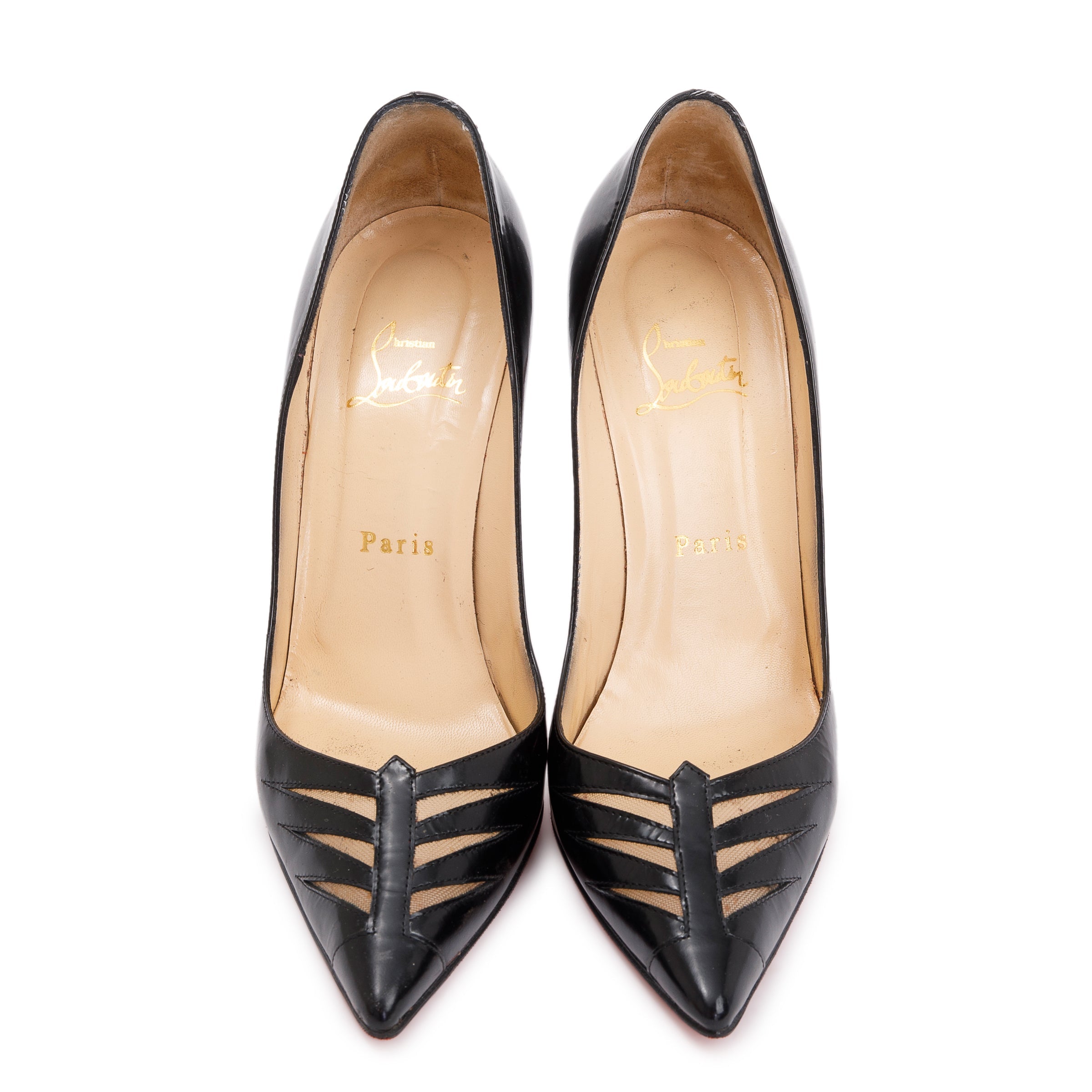 Christian Louboutin Black Leather Vampomax 100 Pumps, Size 37.5 w/ Box