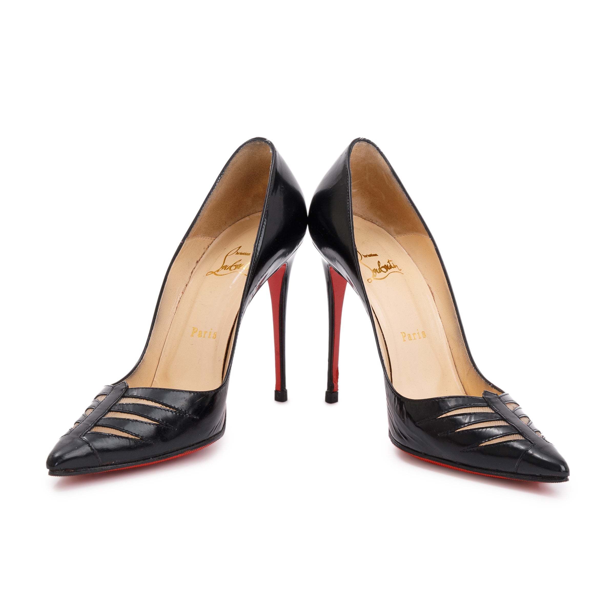 Christian Louboutin Black Leather Vampomax 100 Pumps, Size 37.5 w/ Box