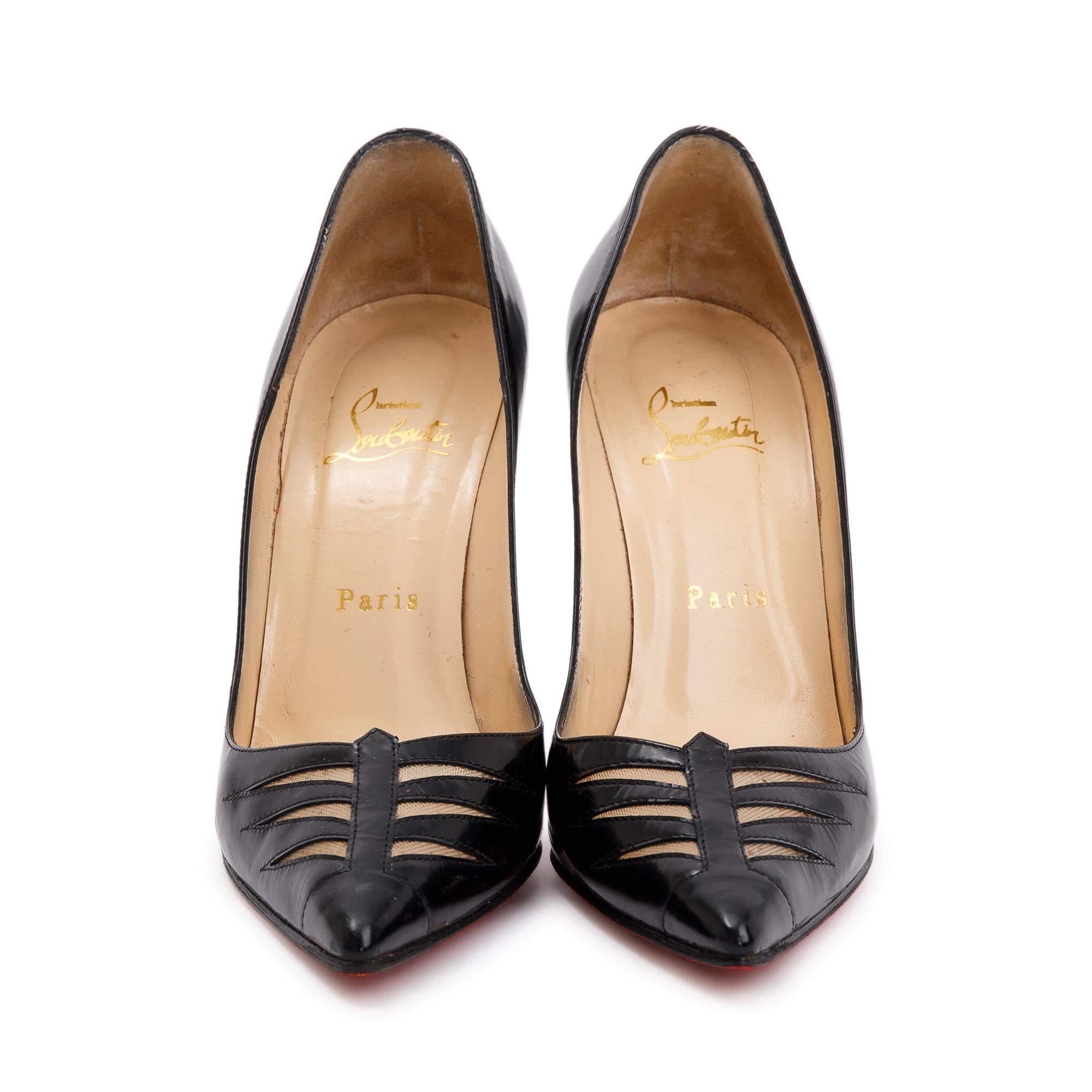 Christian Louboutin Black Leather Vampomax 100 Pumps, Size 37.5 w/ Box