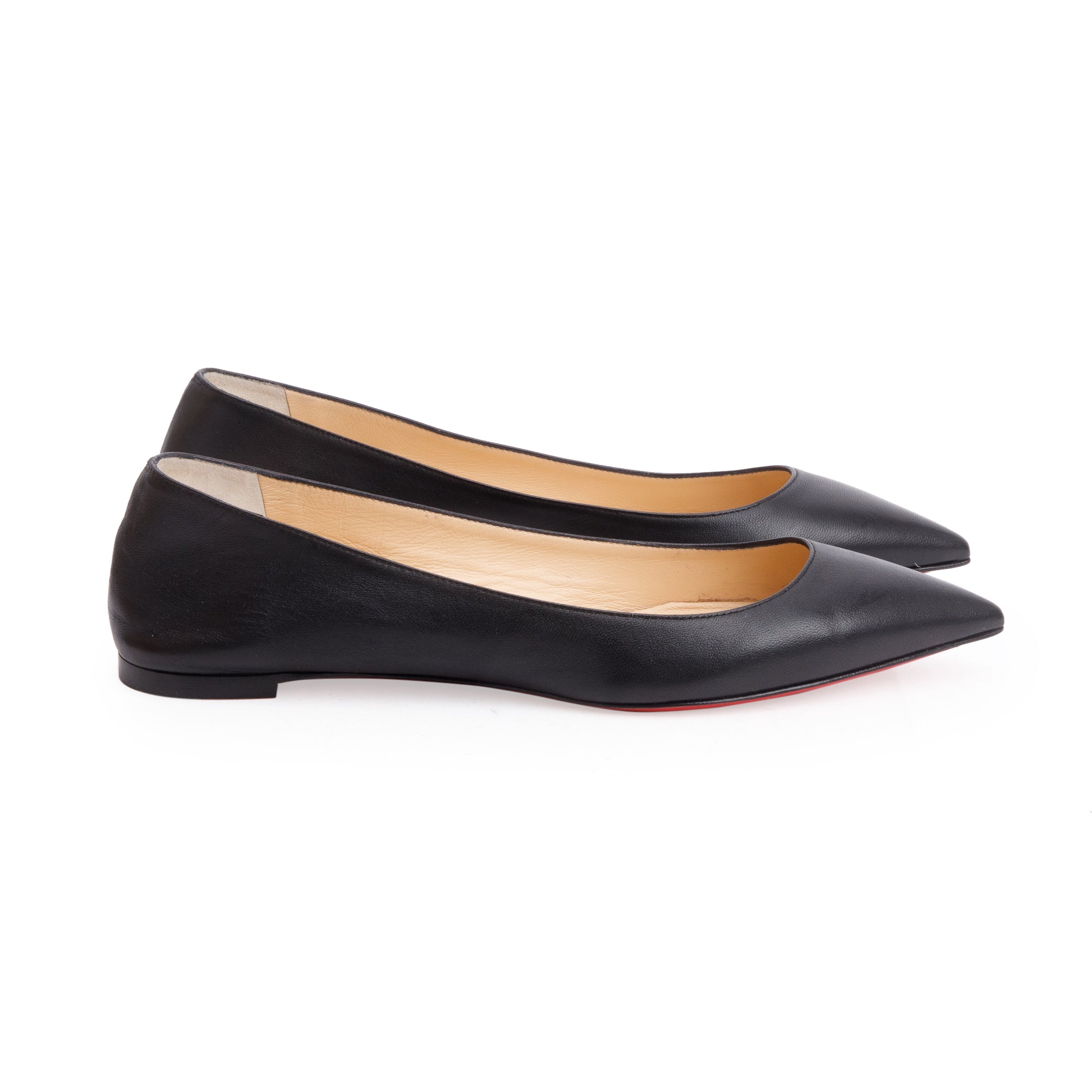 Christian Louboutin Black Nappa Leather Ballalla Flats, Size 41 w/ Box