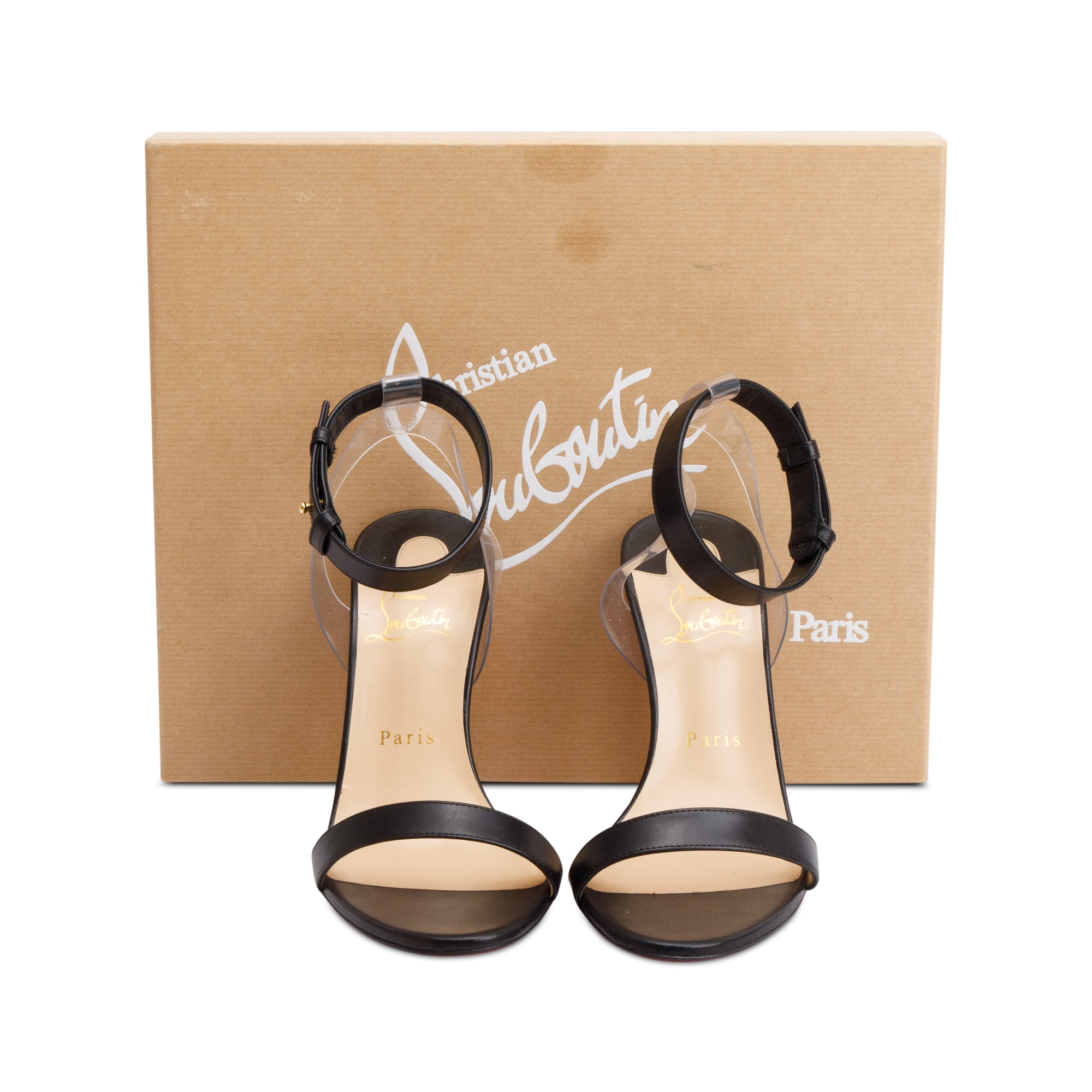 Christian Louboutin Black Nappa Leather Jonatina 100 Pumps, Size 38.5 w/ Box