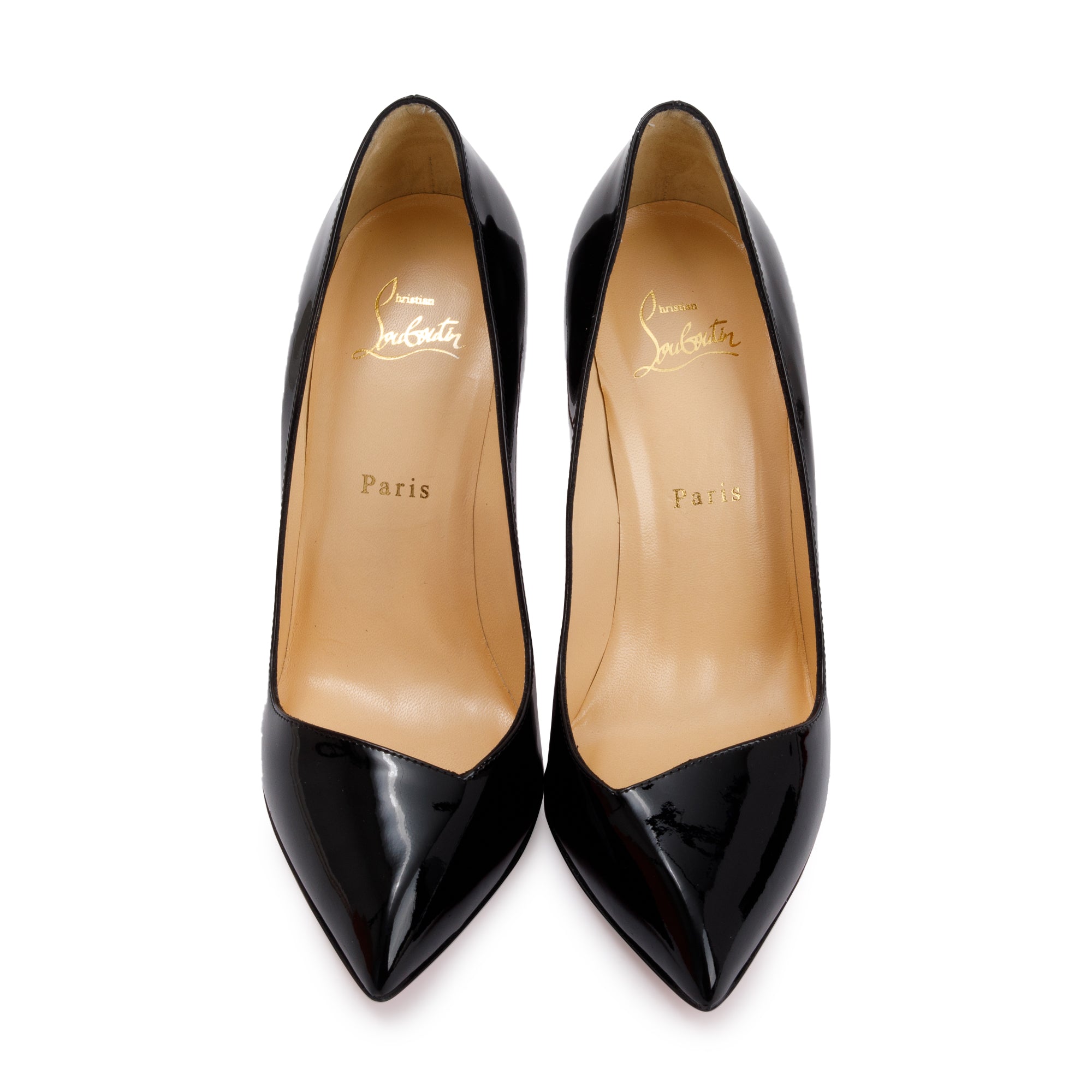Christian Louboutin Black Patent Corneille 100 Pumps, Size 38.5 w/ Box