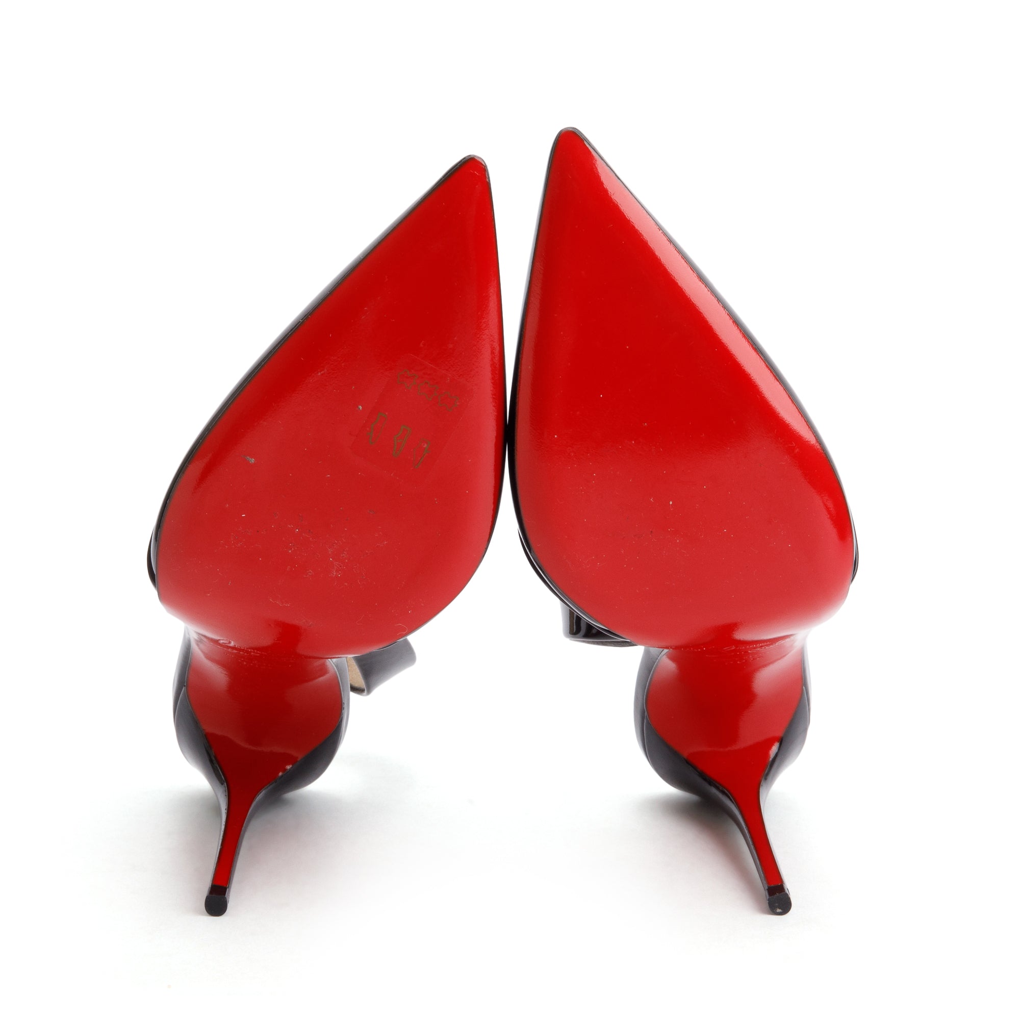 Christian Louboutin Black Patent Leather Actina 100 Pumps, Size 38.5 w/ Box