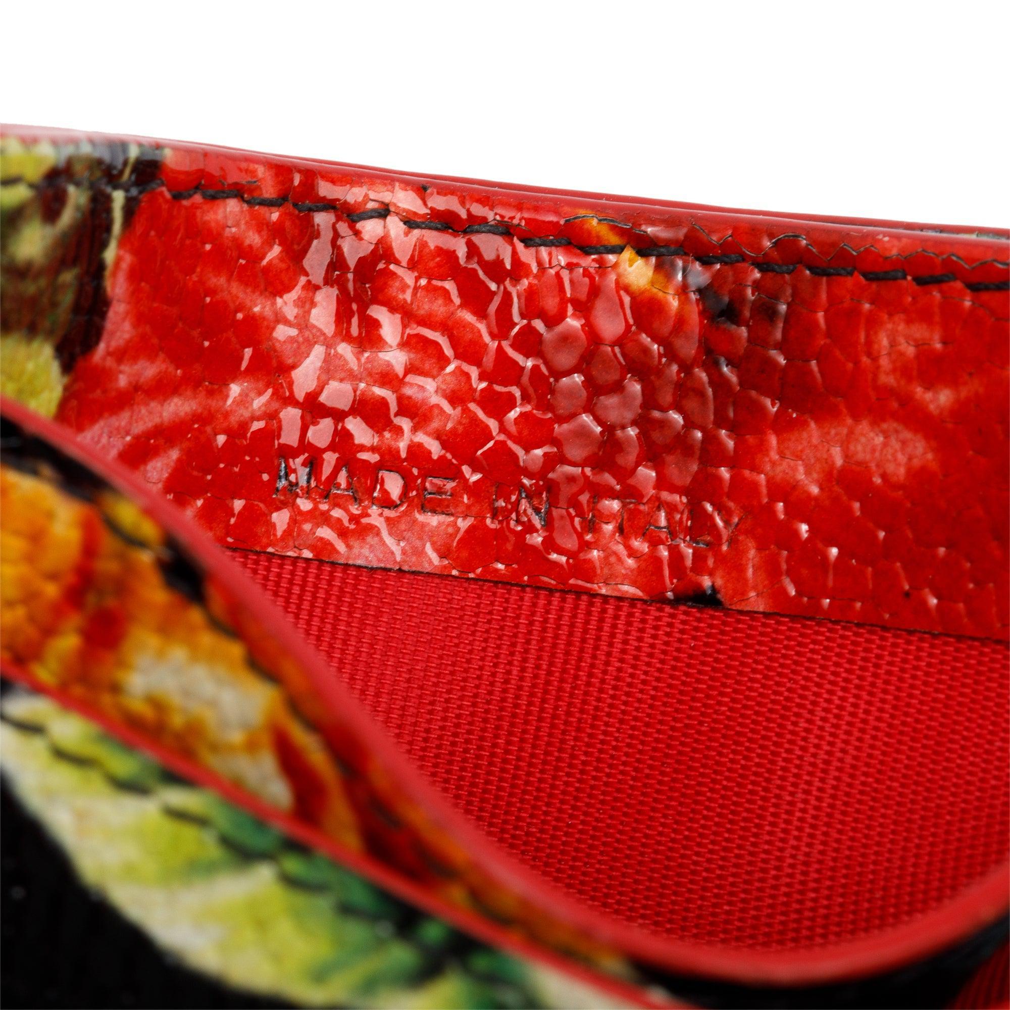 Christian Louboutin Black Patent Leather Hawaii Print Kios Spiked Card Holder w/ Box