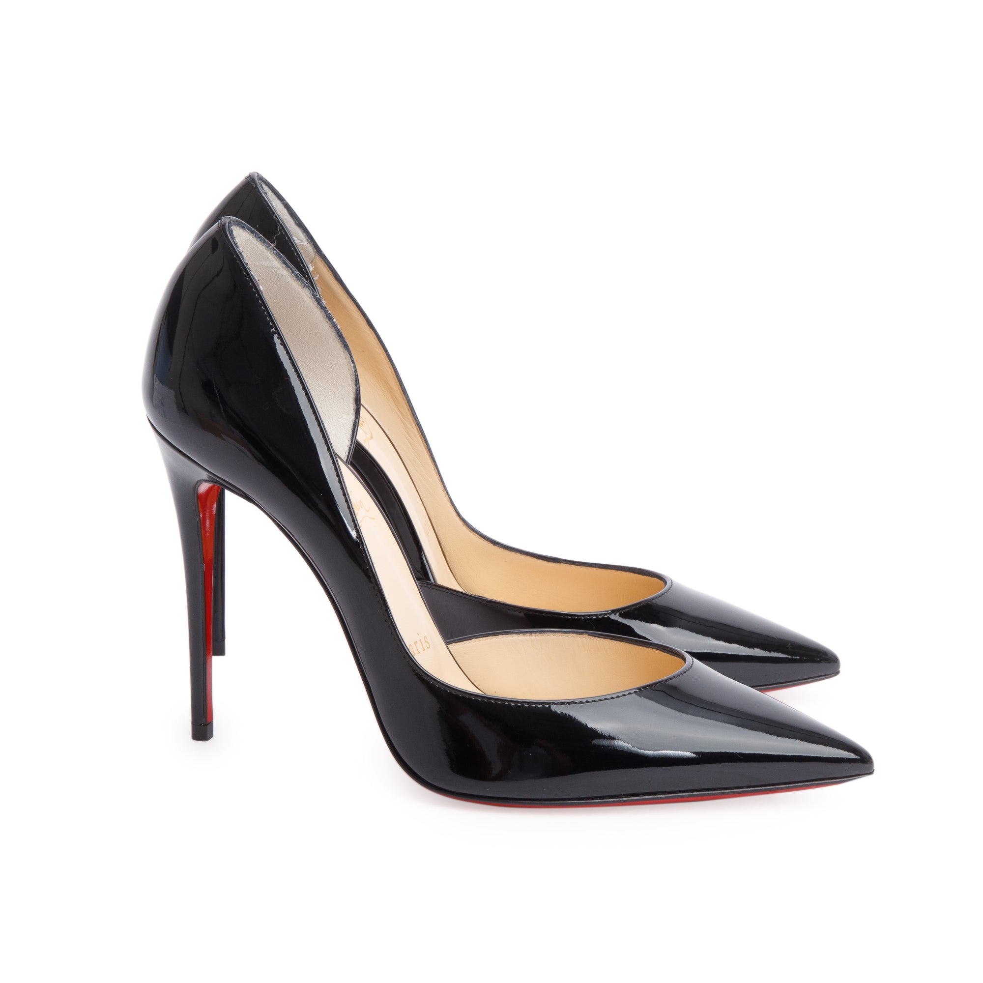 Christian Louboutin Black Patent Leather Iriza 100 Pumps, Size 38 w/ Box