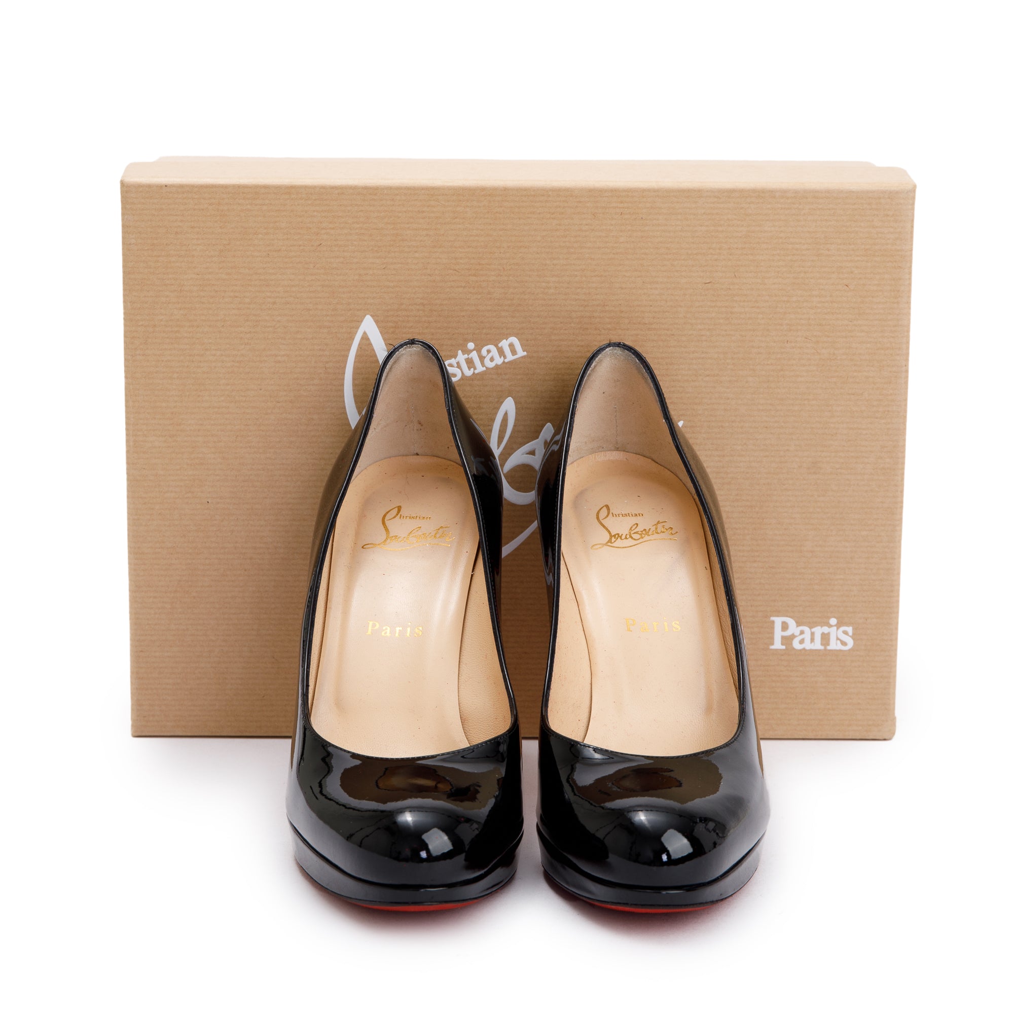 Christian Louboutin Black Patent Leather New Simple 100 Pumps, Size 38 w/ Box