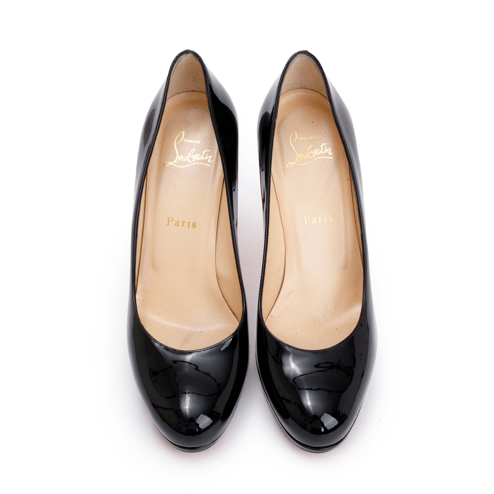 Christian Louboutin Black Patent Leather New Simple 100 Pumps, Size 38 w/ Box