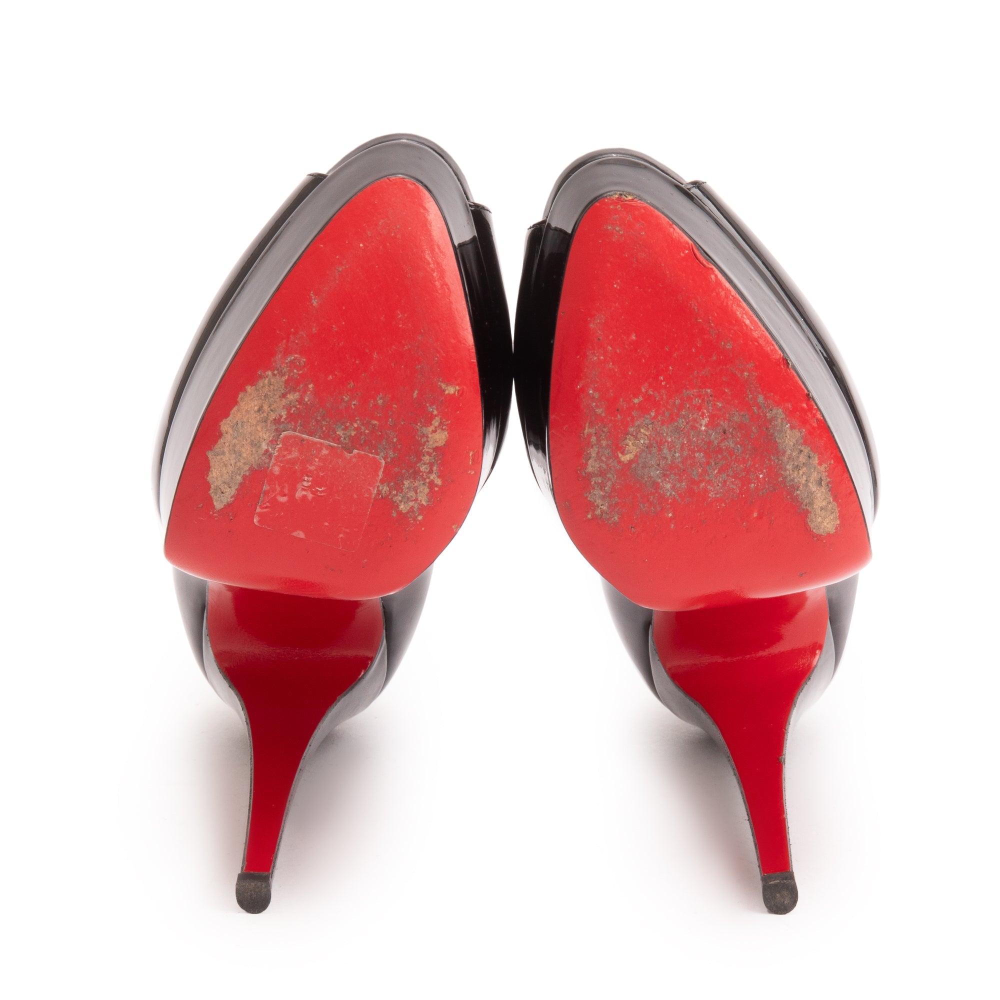 Christian Louboutin Black Patent Leather New Very Prive Pumps, Size 38