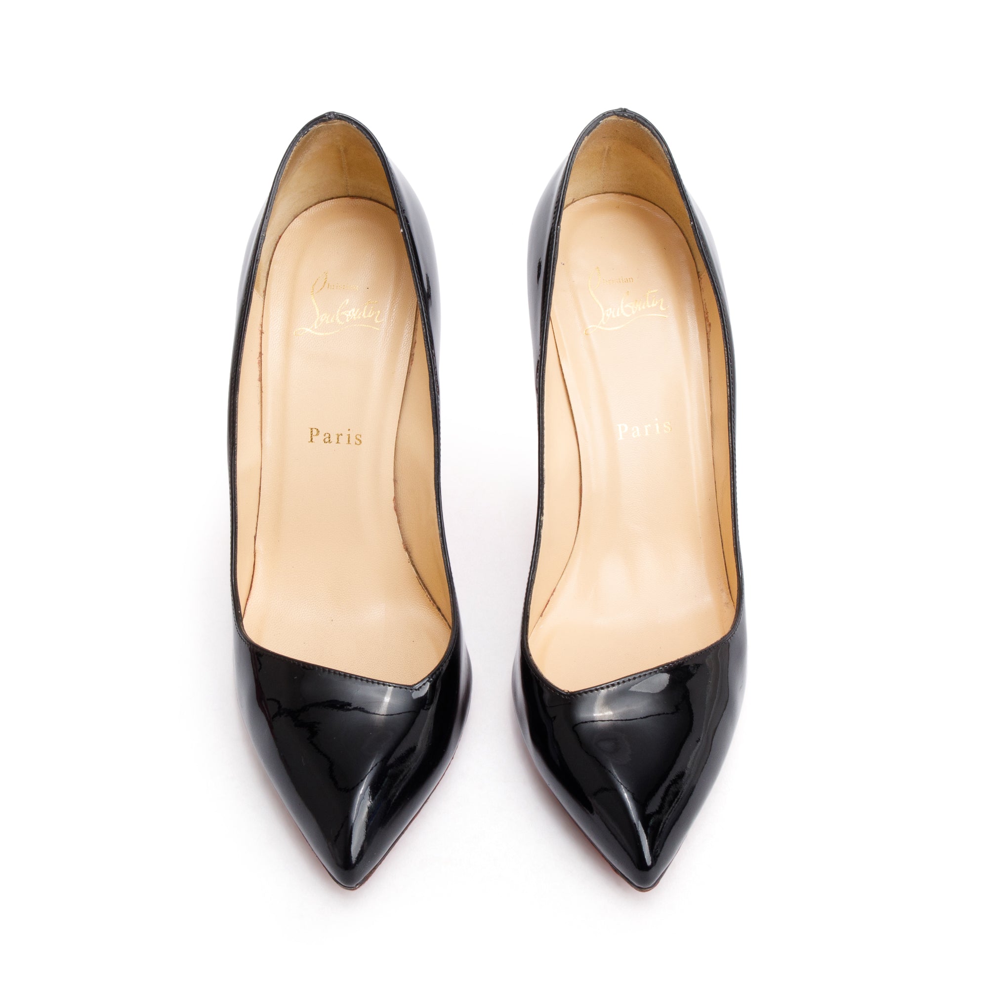 Christian Louboutin Black Patent Leather Pigalle 100 Pumps, Size 40