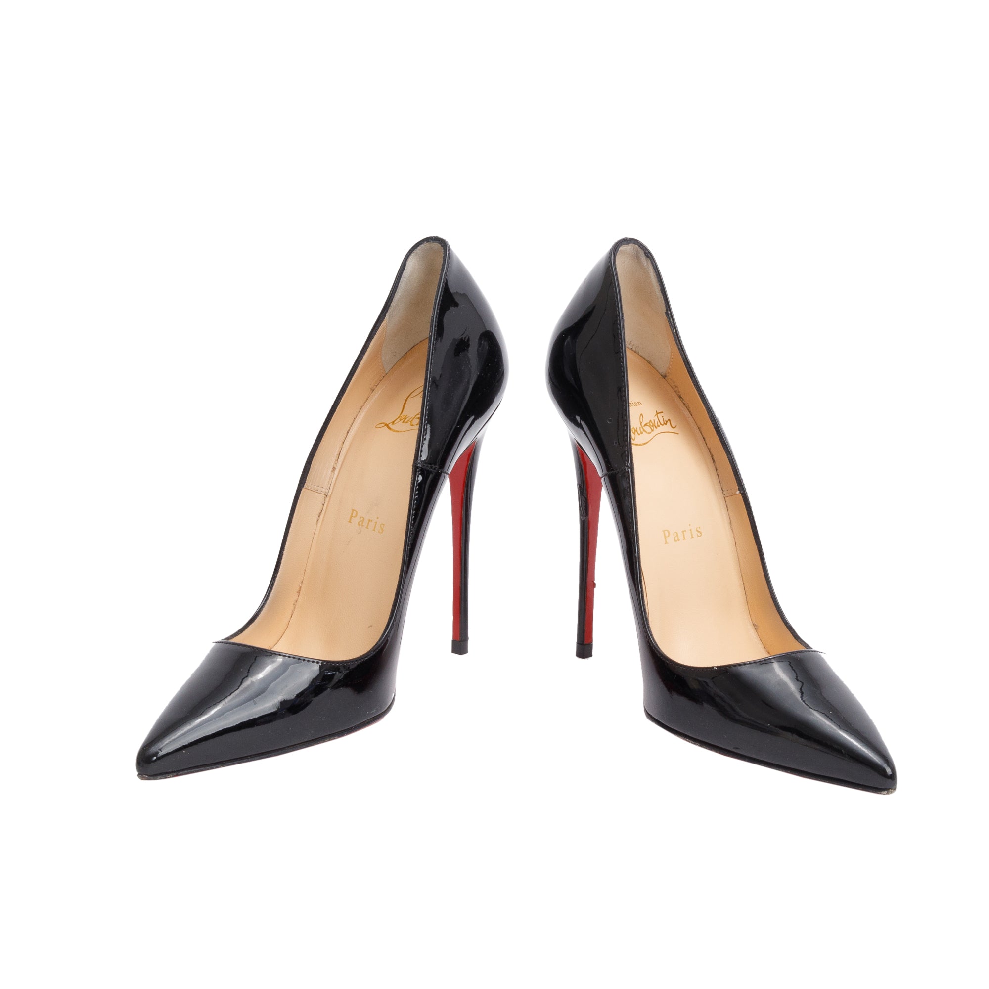 Christian Louboutin Black Patent Leather So Kate 120 Pumps, Size 37