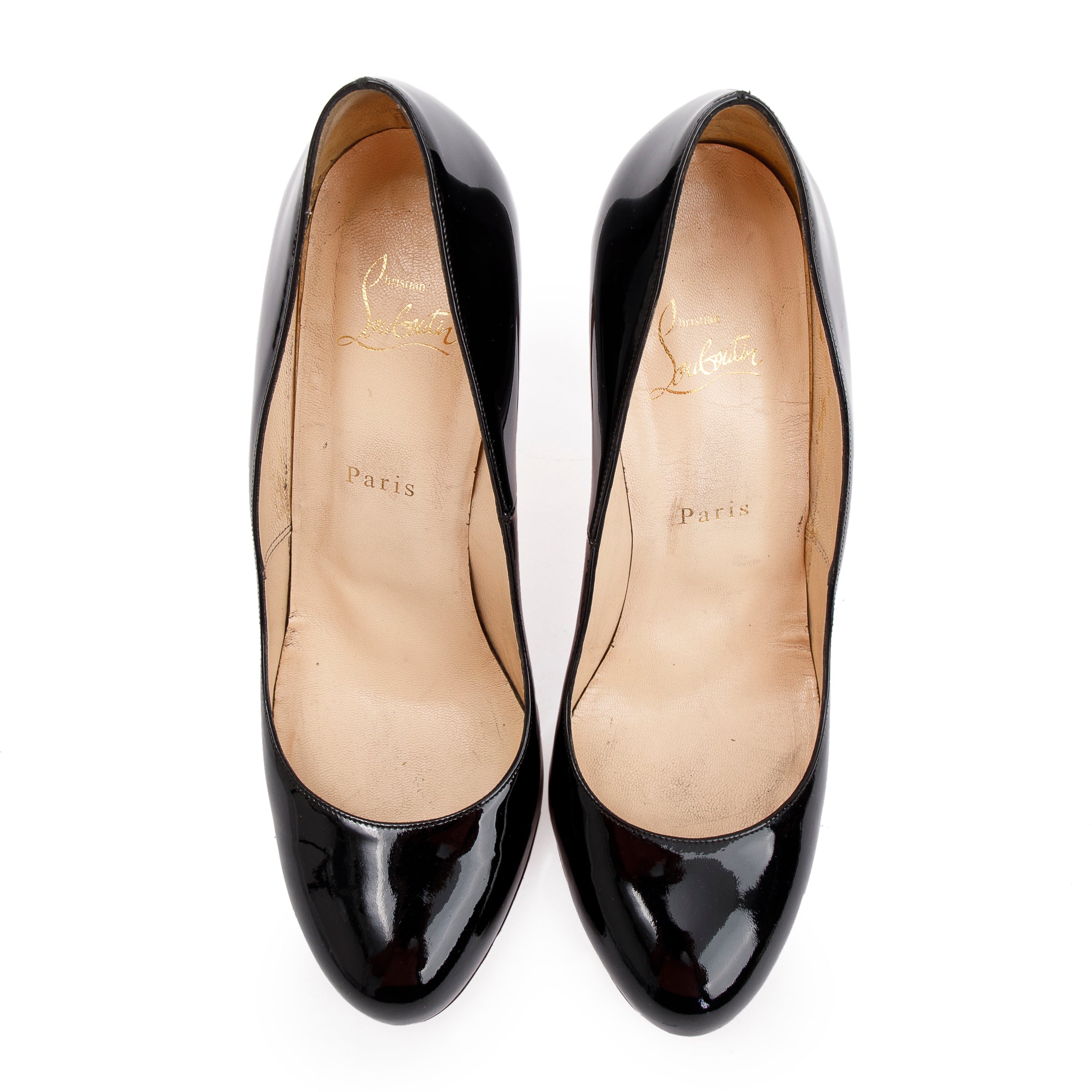 Christian Louboutin Black Patent Simple 120 Pumps, Size 41