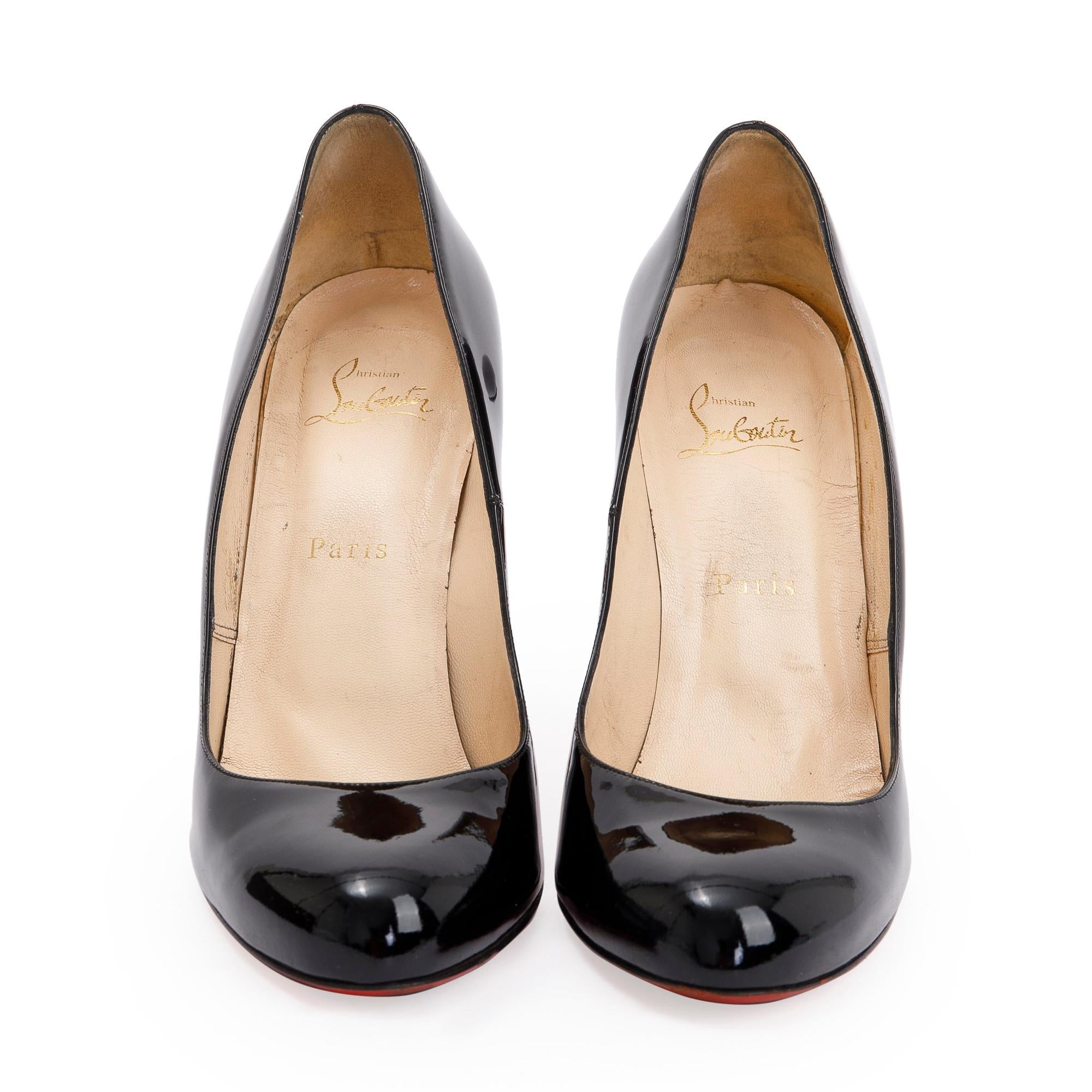 Christian Louboutin Black Patent Simple 120 Pumps, Size 41