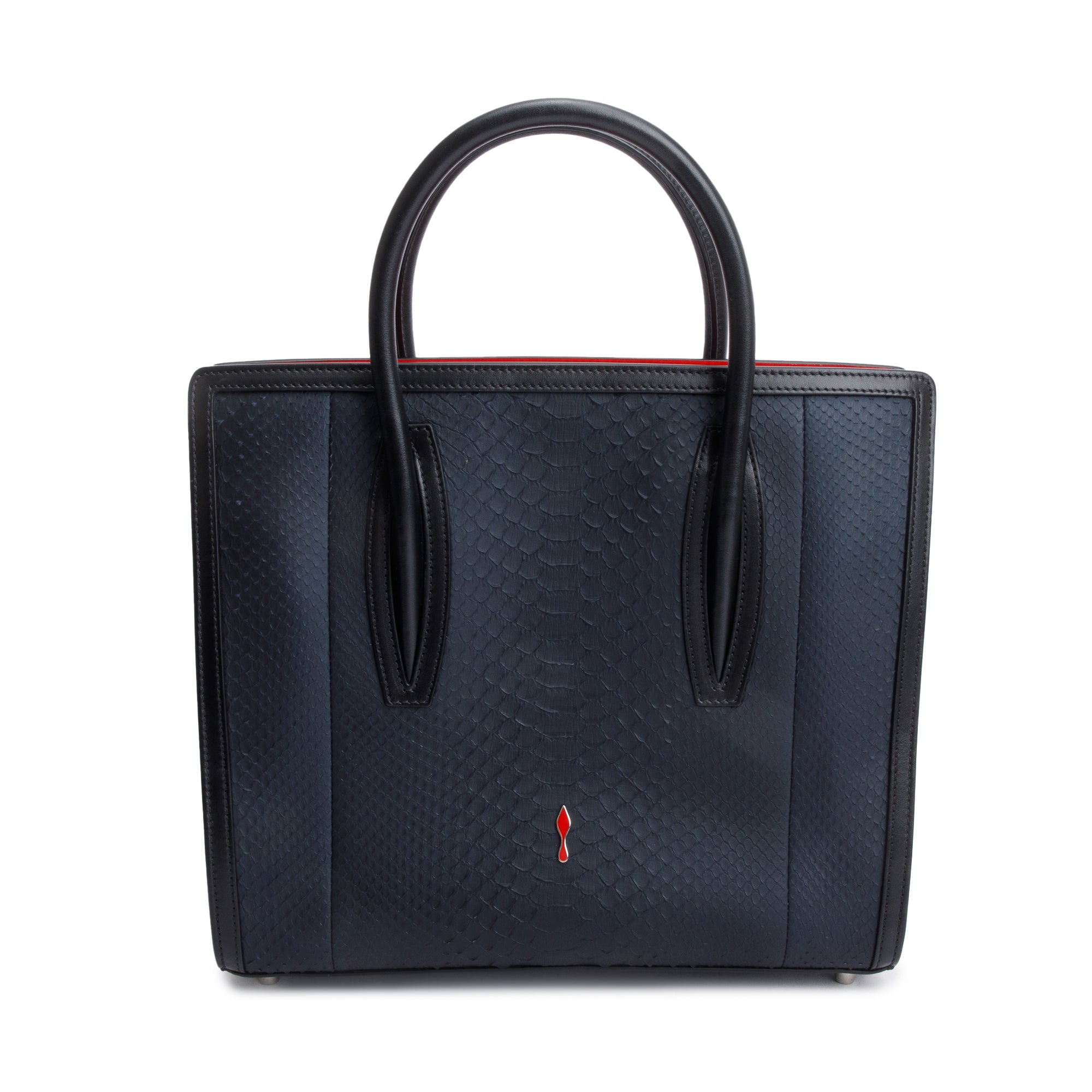 Christian Louboutin Black Python Medium Paloma Tote Bag w/ Strap