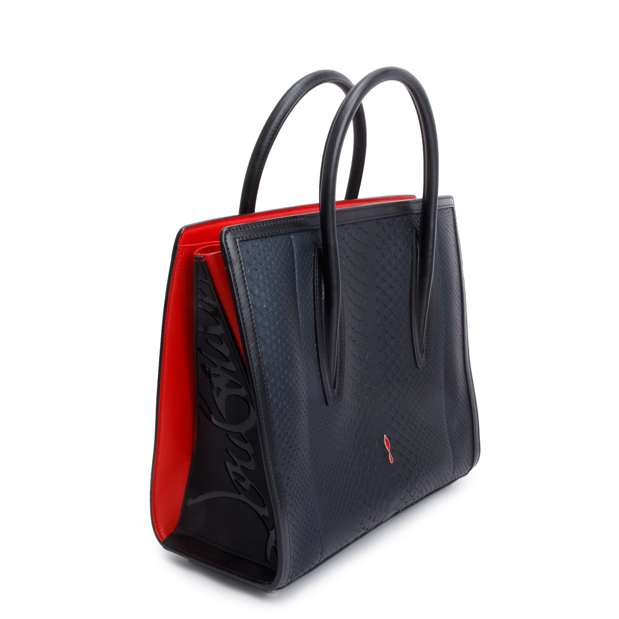 Christian Louboutin Black Python Medium Paloma Tote Bag w/ Strap
