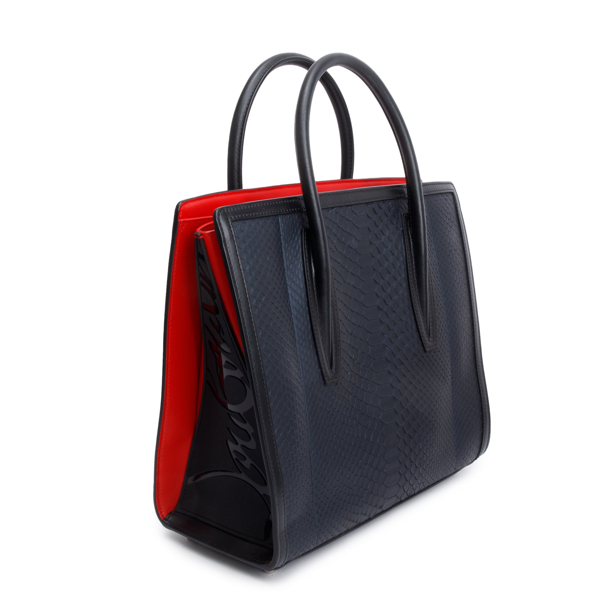Christian Louboutin Black Python Medium Paloma Tote Bag w/ Strap